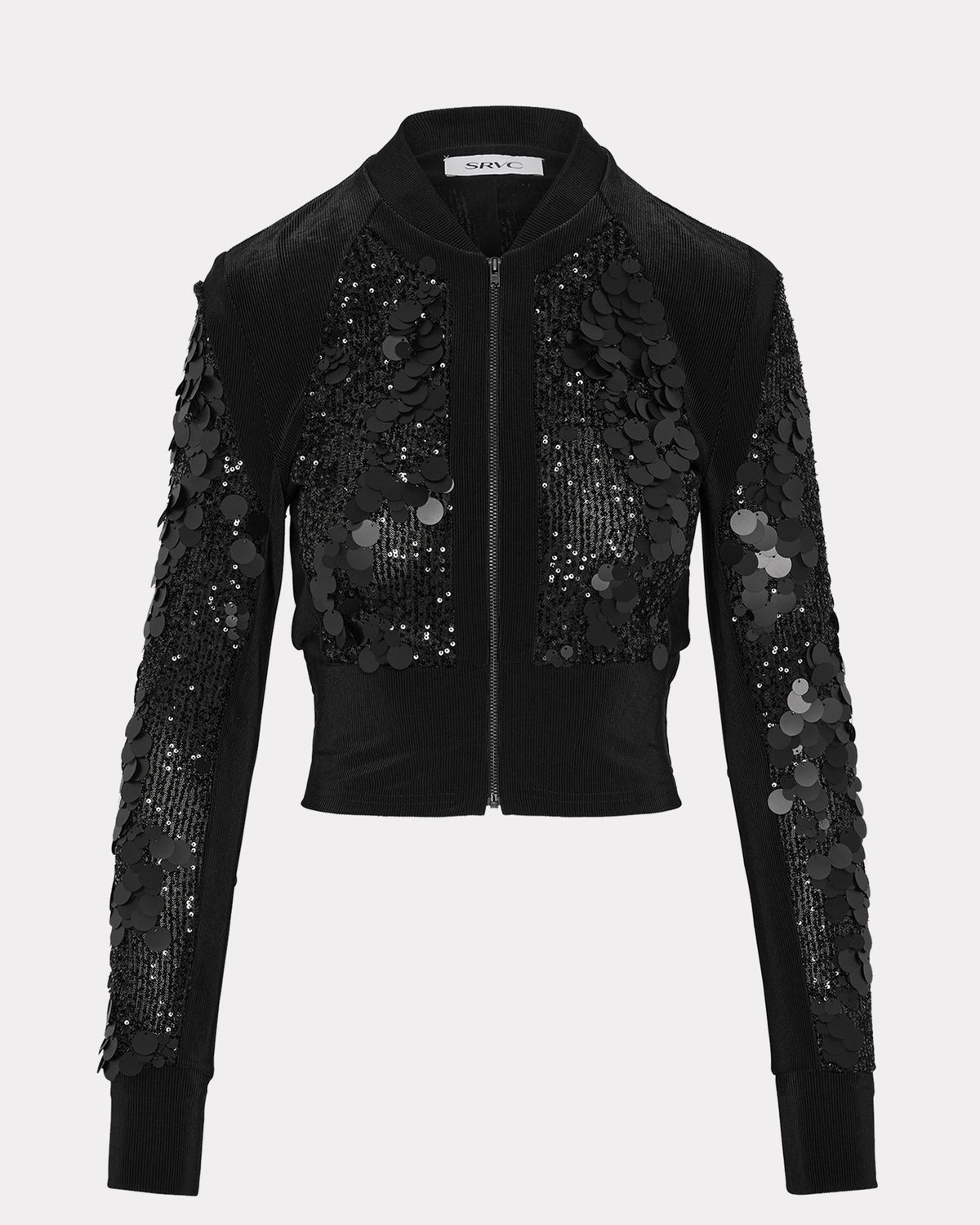 Sequin zipped longsleeve black