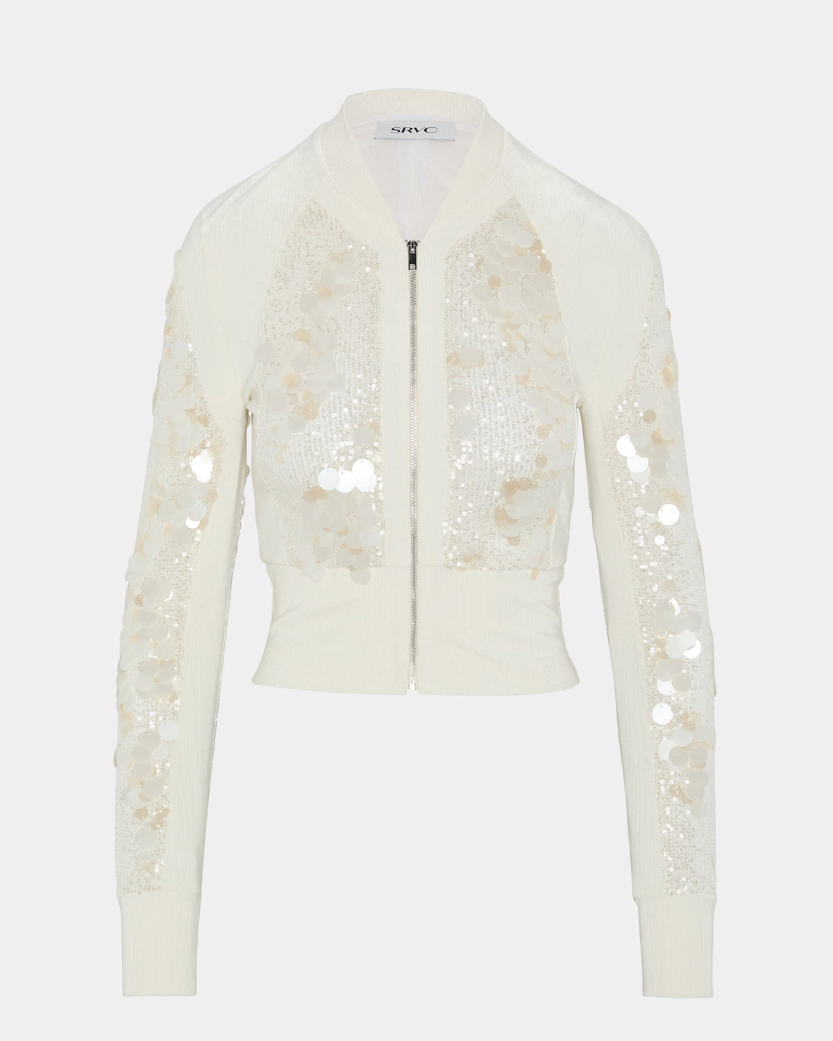Sequin zipped longsleeve ivory