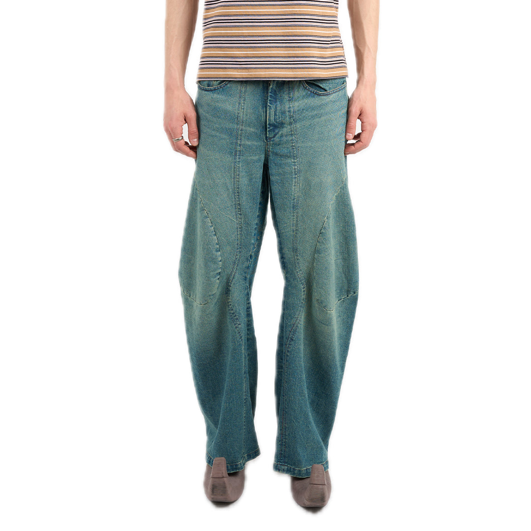 Engineered flare denim cyan