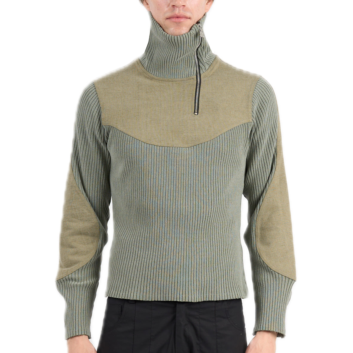 Engineered sweatshirt two tone khaki