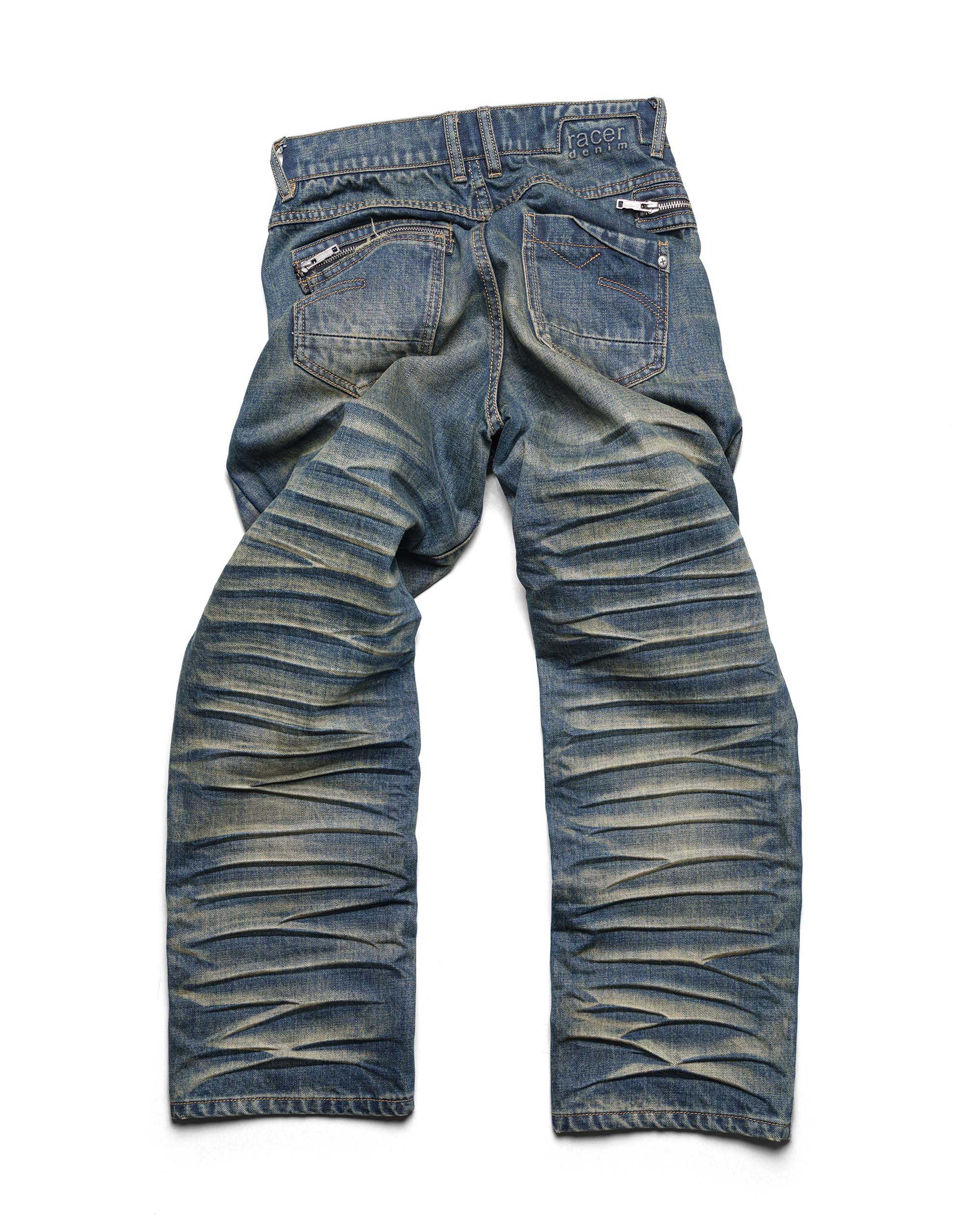 Dark stacked denim