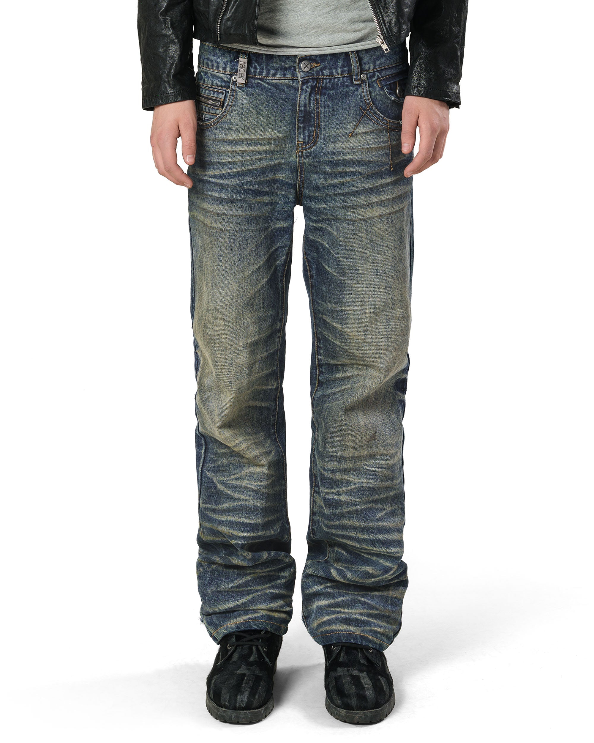 Dark stacked denim