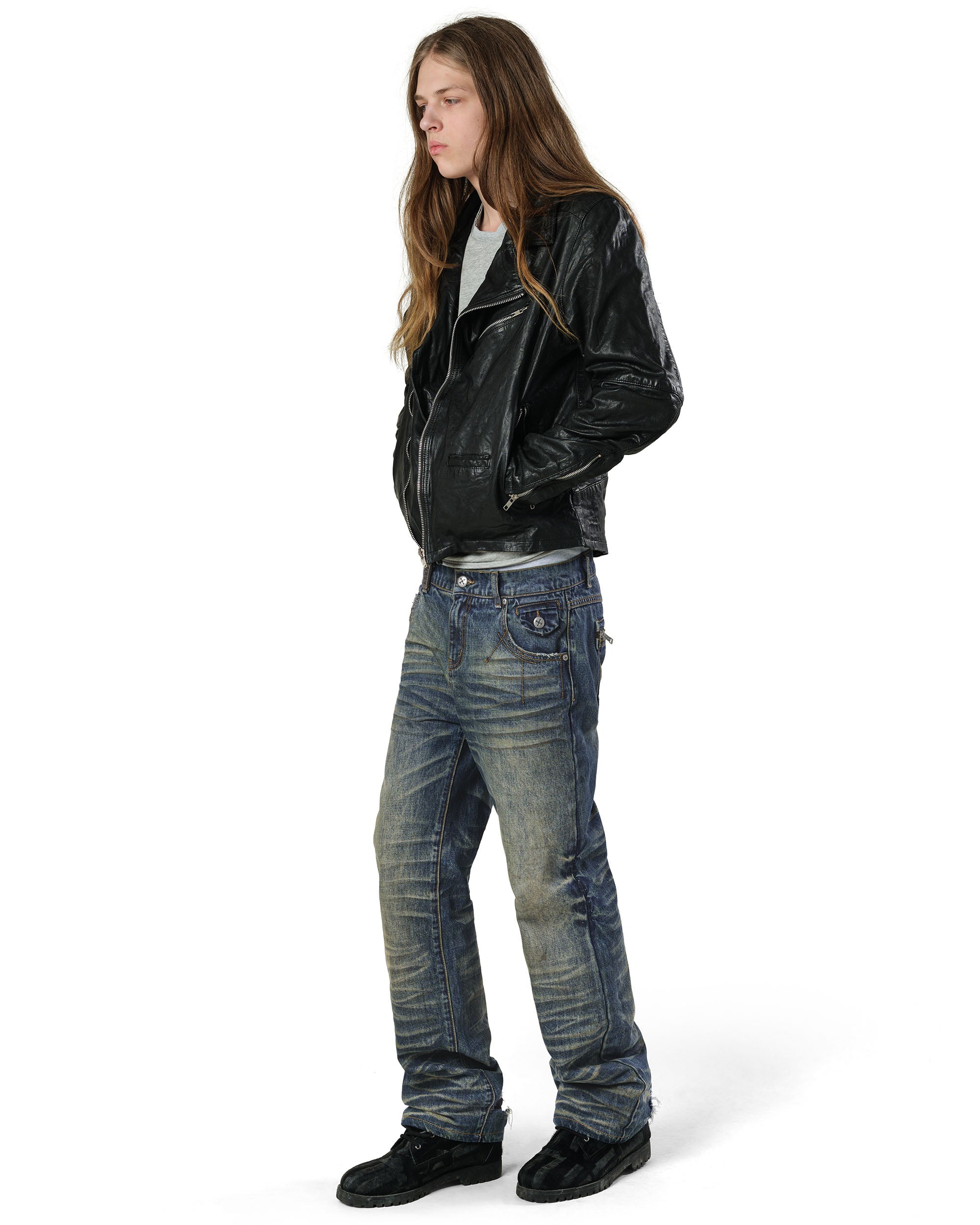 Dark stacked denim
