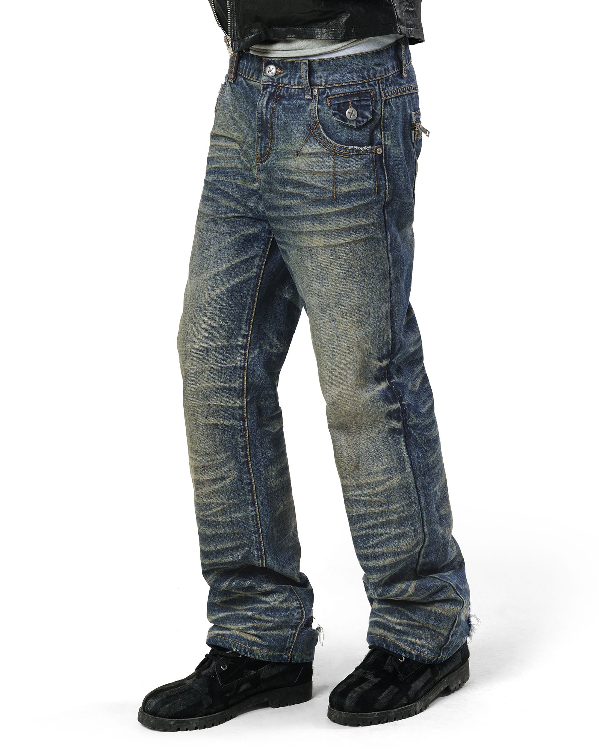 Dark stacked denim