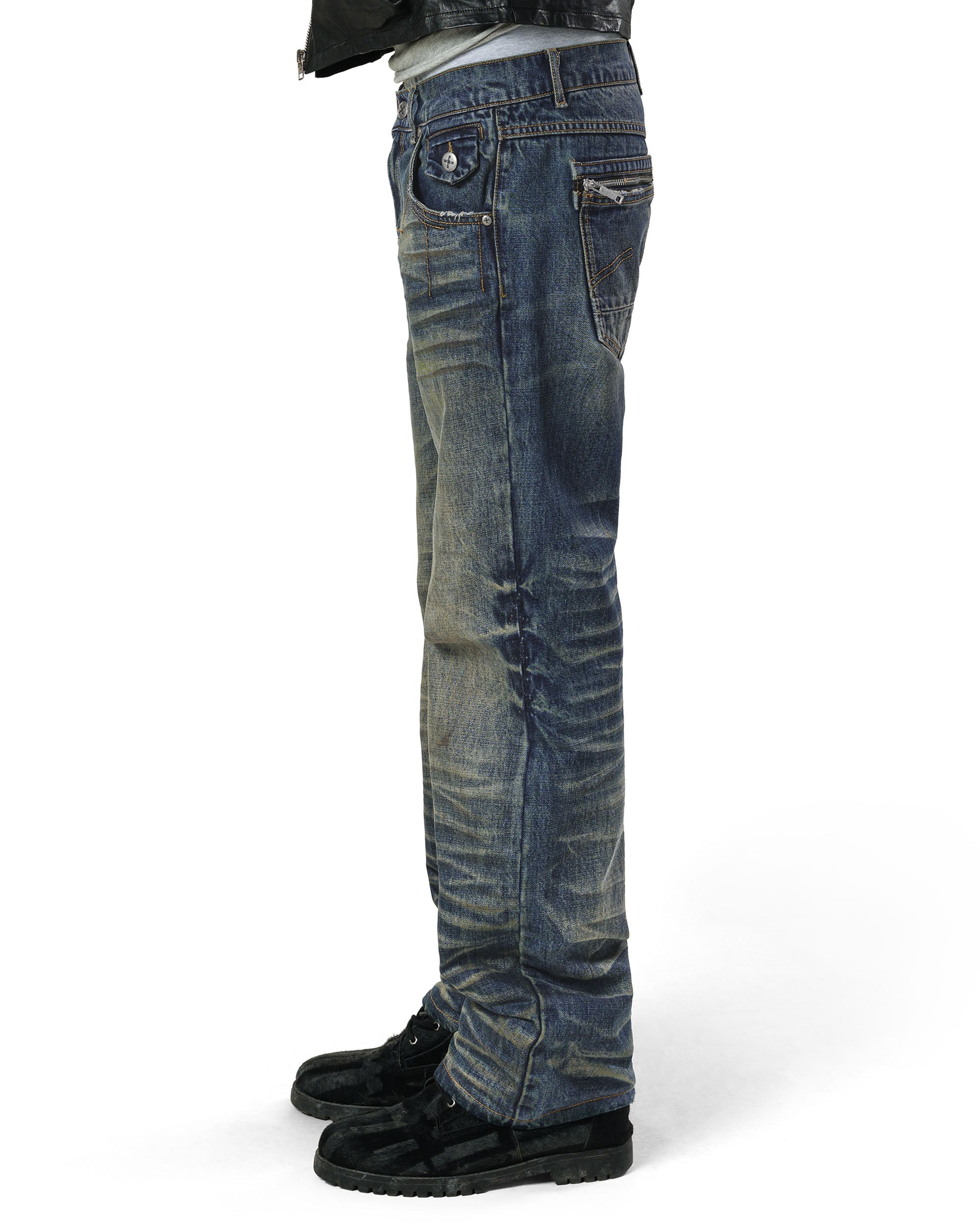 Dark stacked denim
