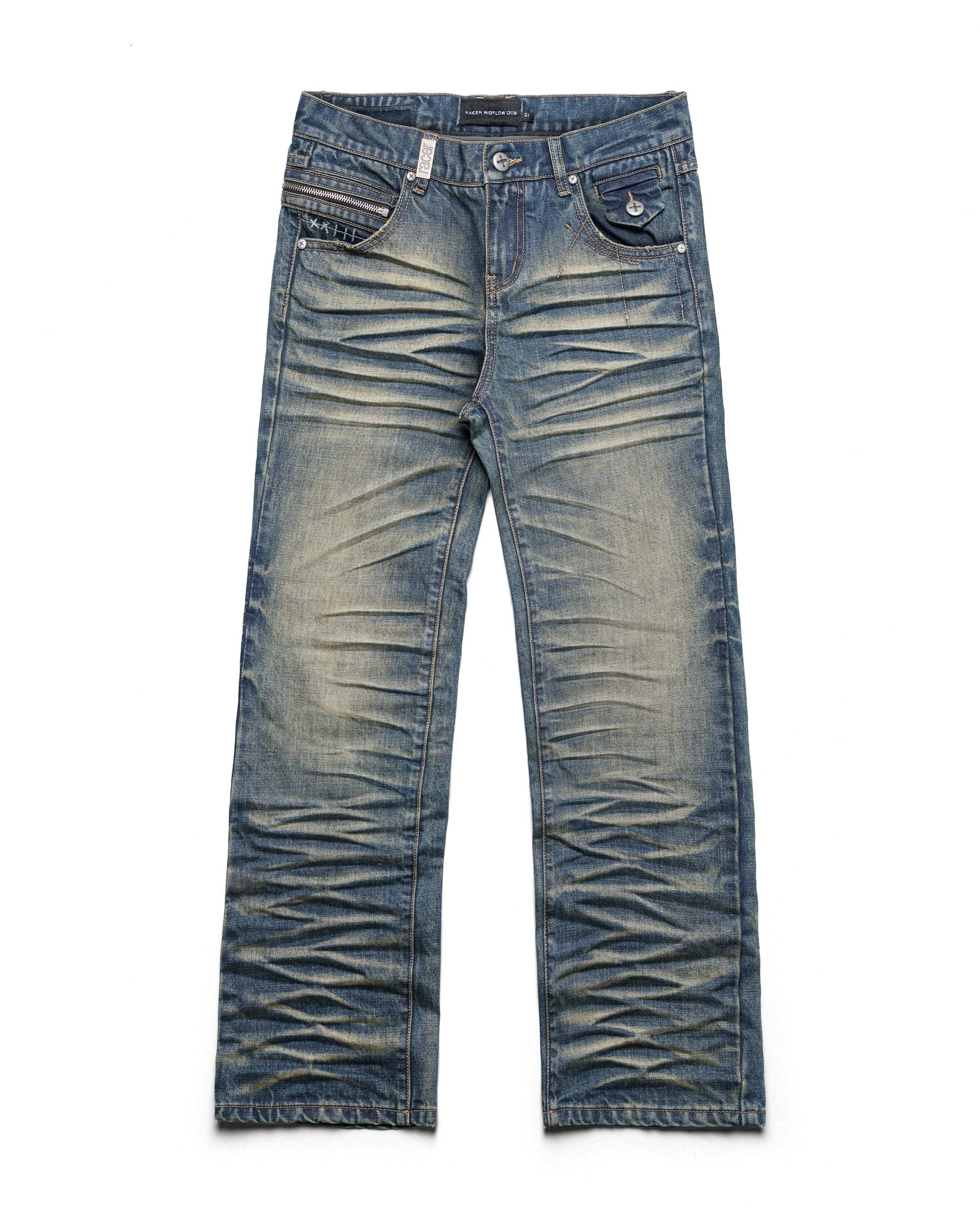 Dark stacked denim