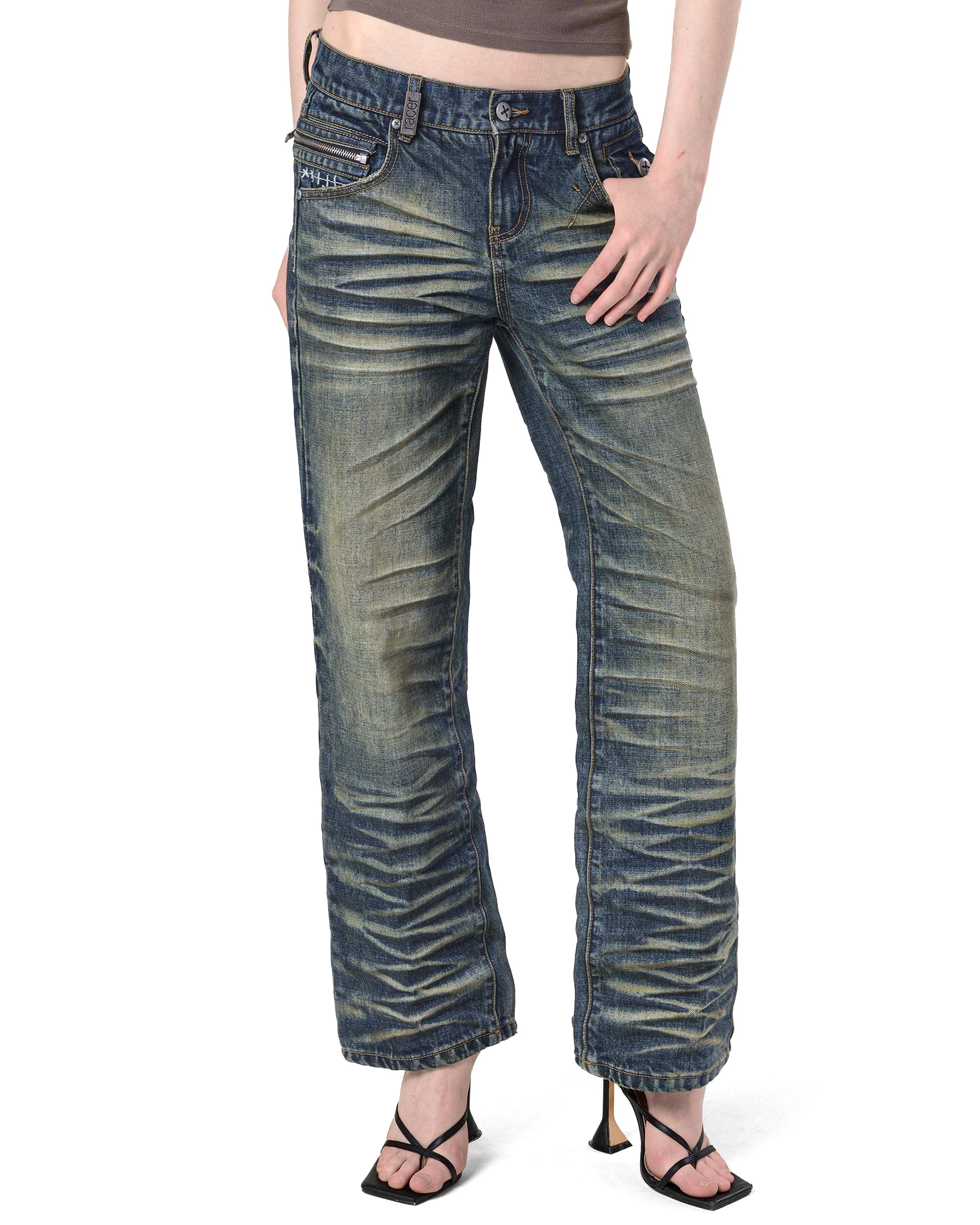 Dark stacked denim