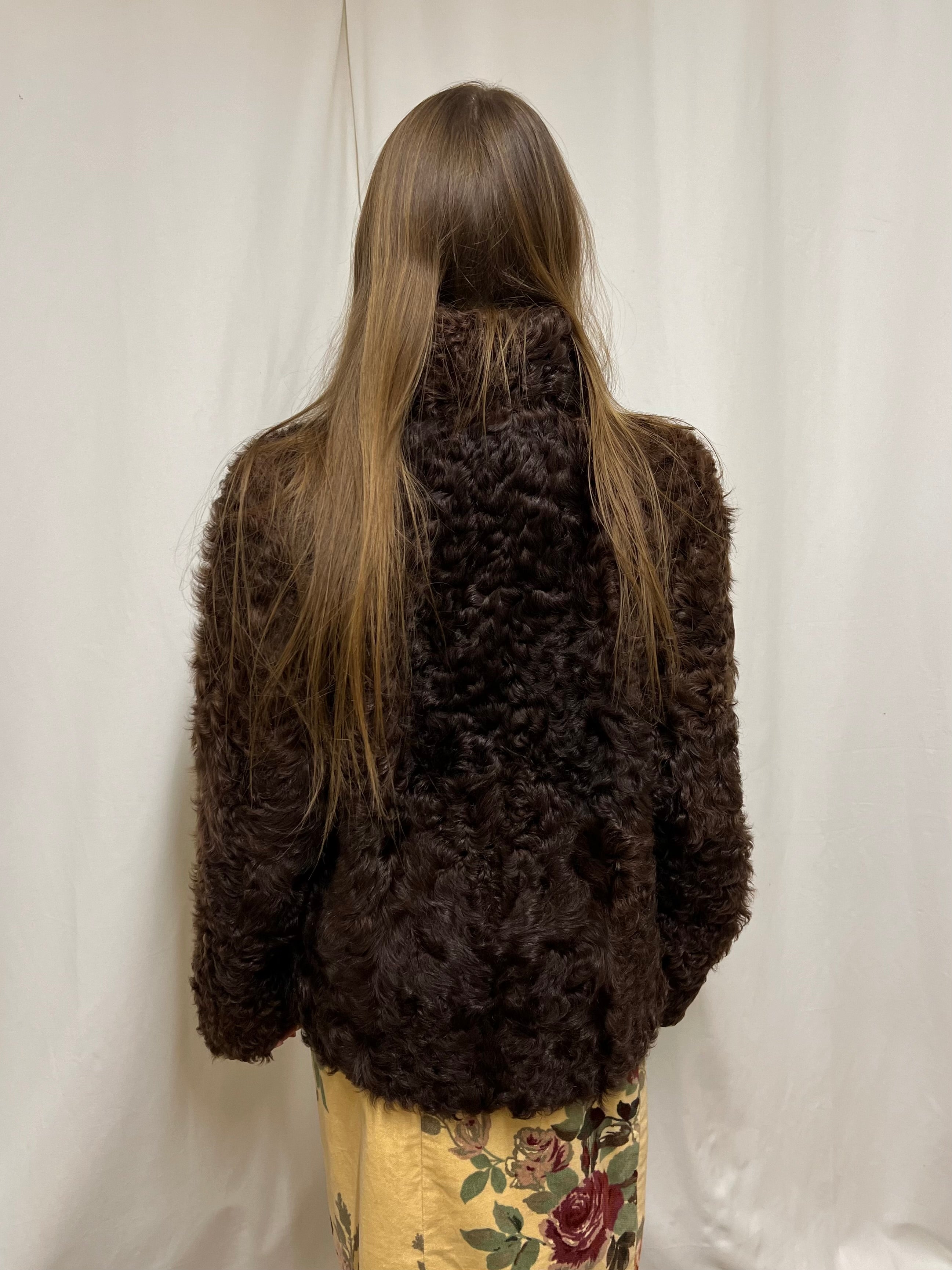 Cropped curly fur jacket