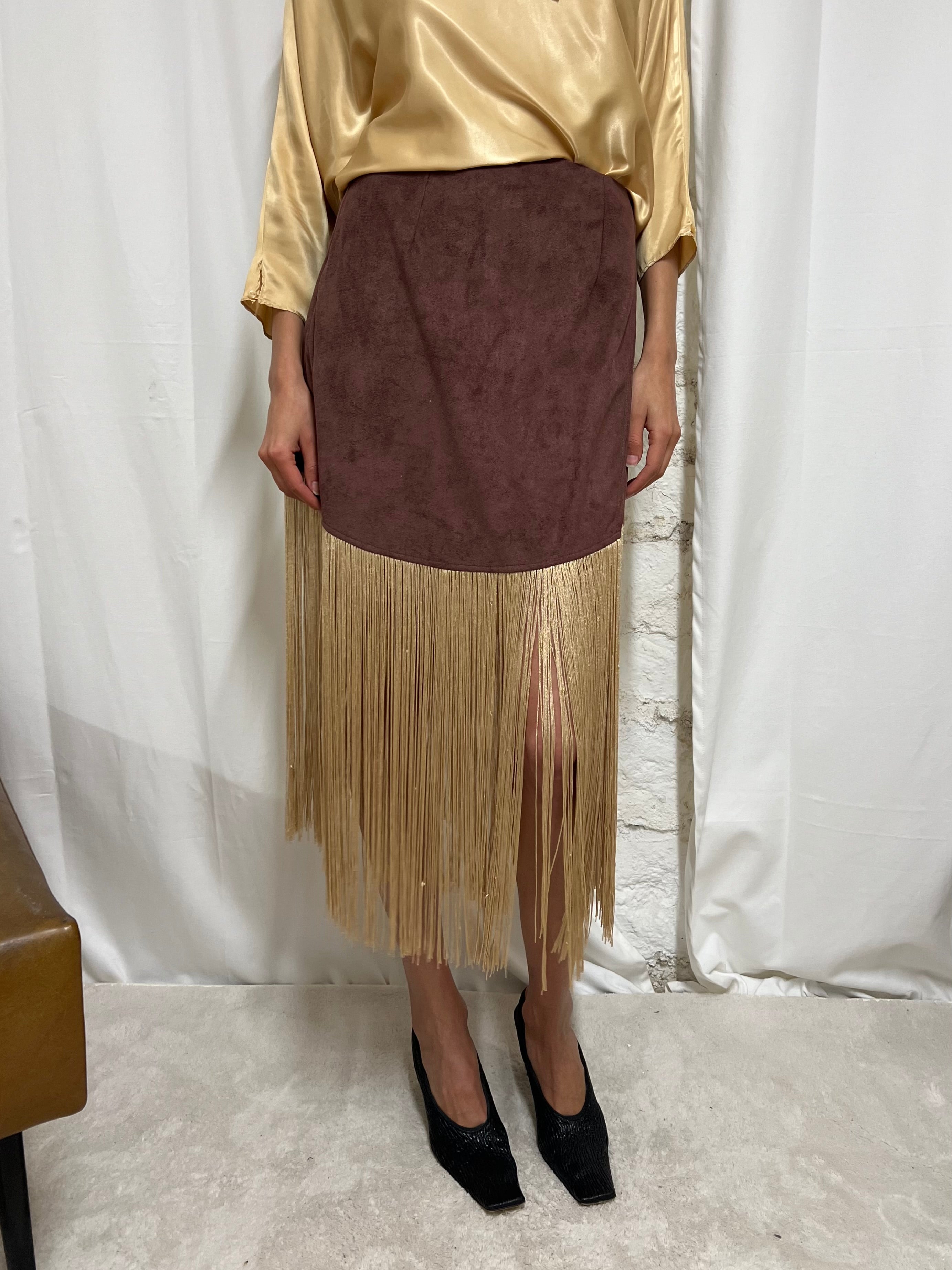 Alcantara fringes skirt