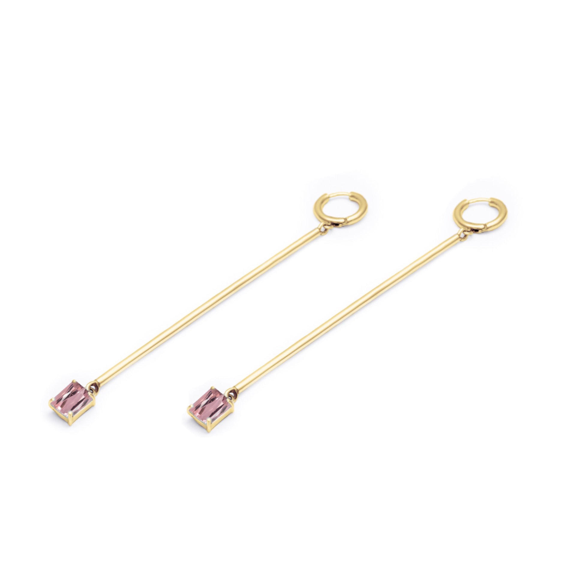 Bar & pink quartz loa hoop