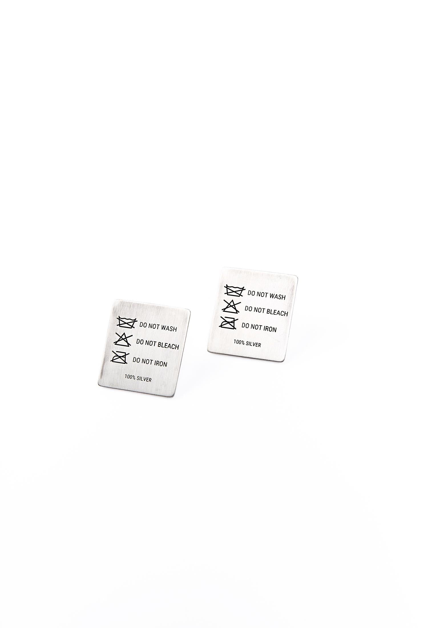 Laundry tag earrings