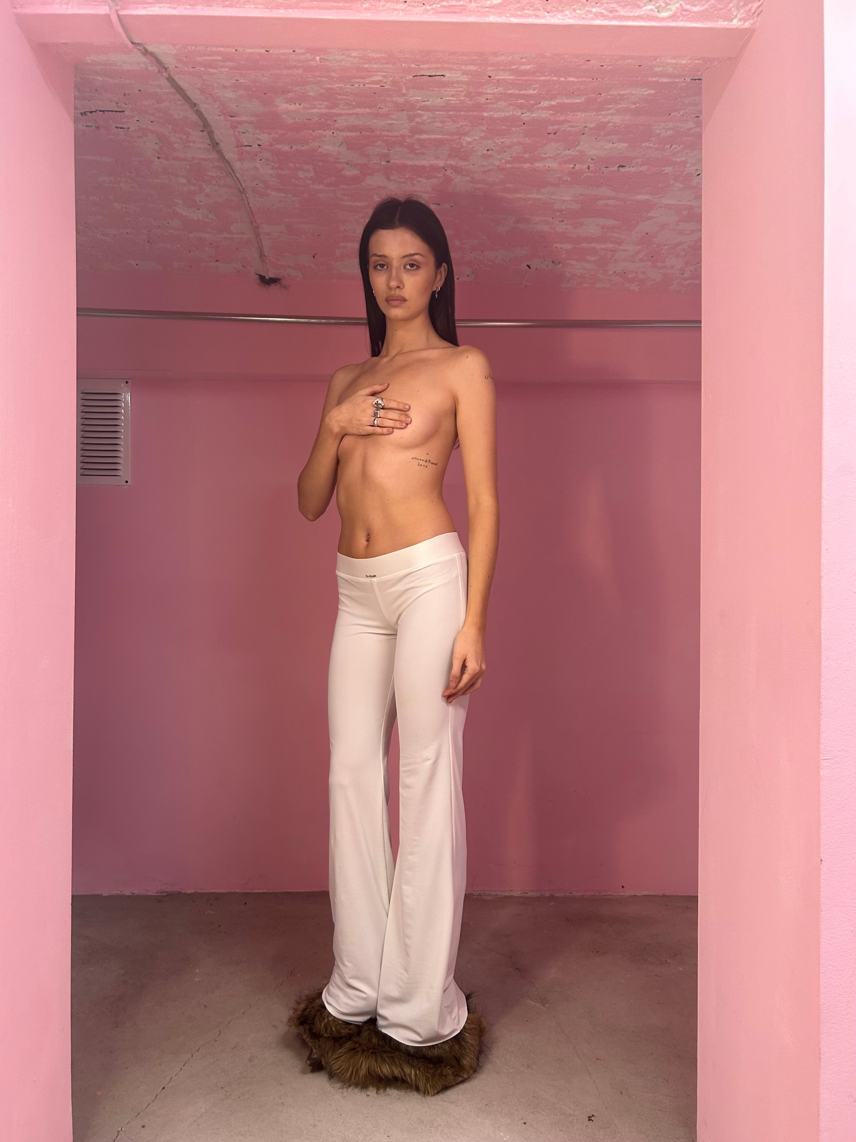 Flared white lounge pants ex-myszka rebirth