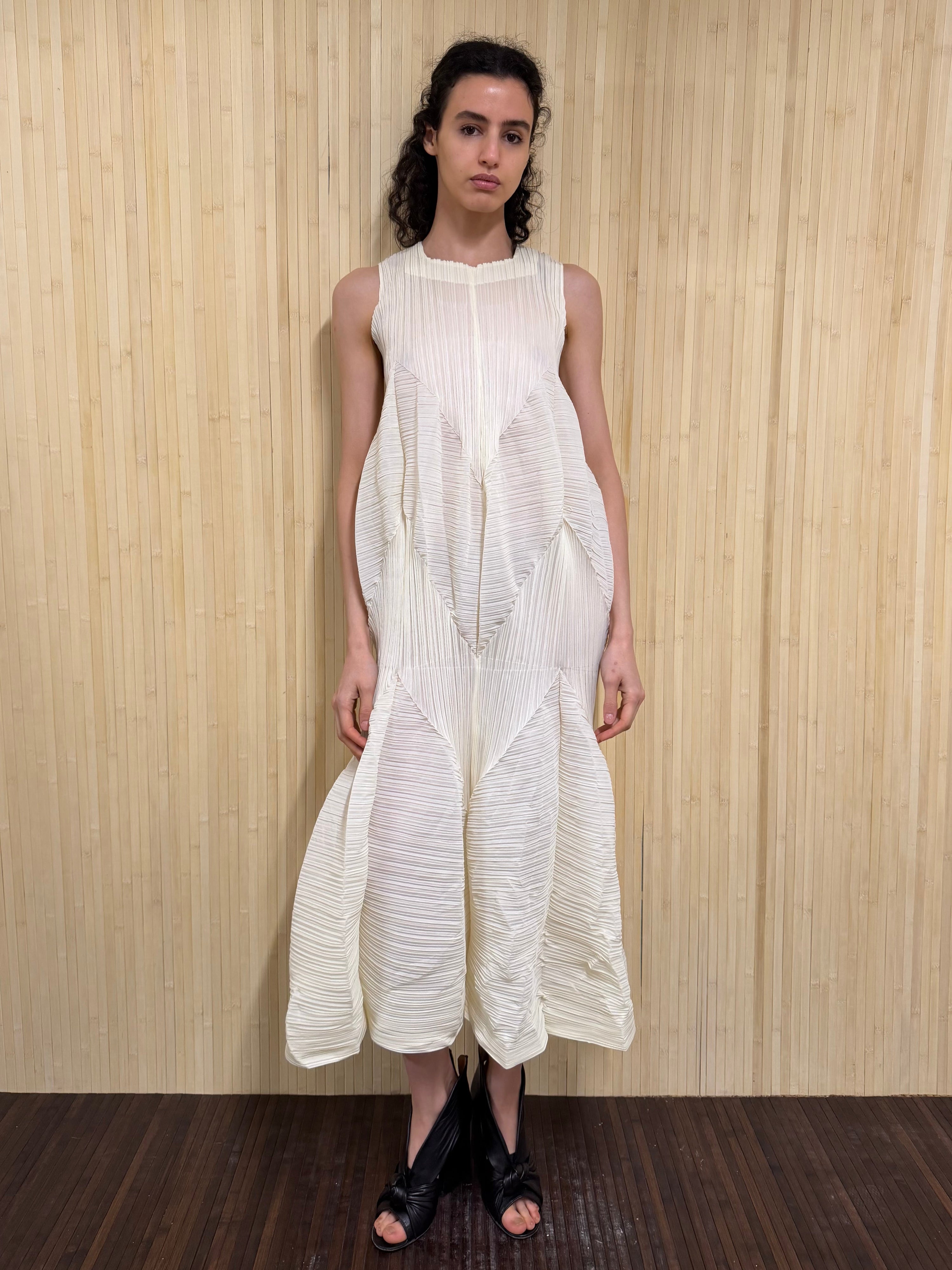 Pleated structured gown