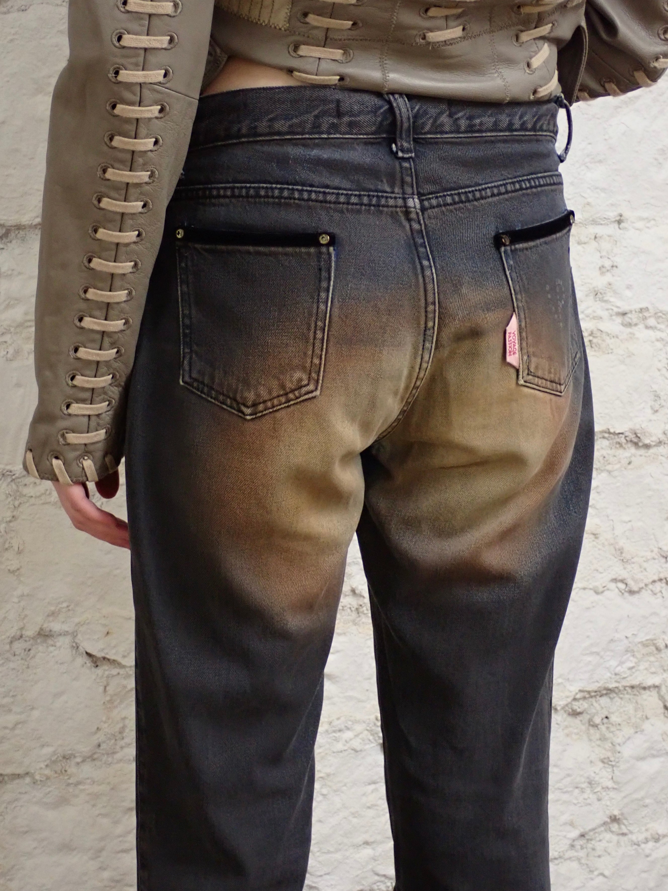 Washed flared denim