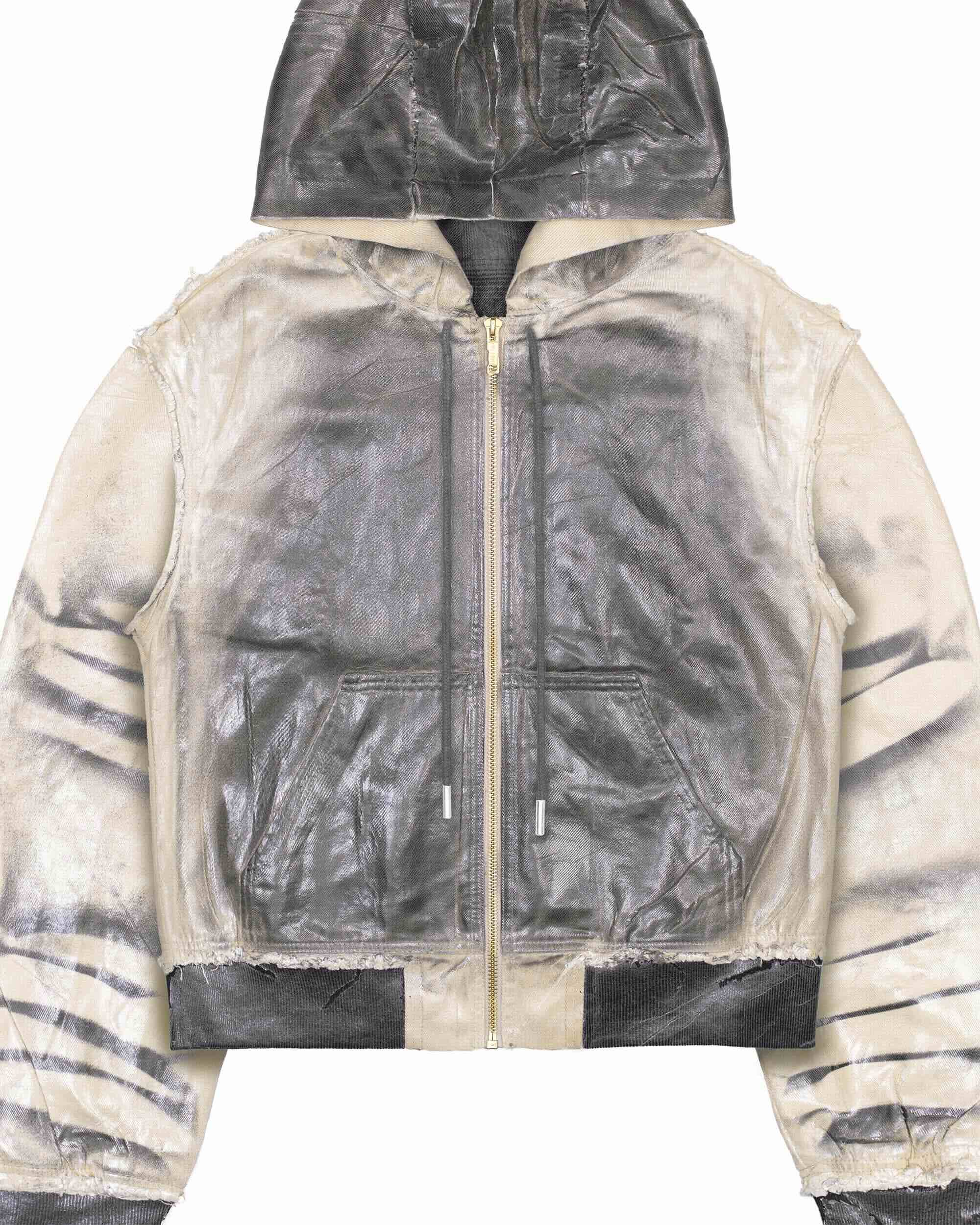Beige waxed bomber