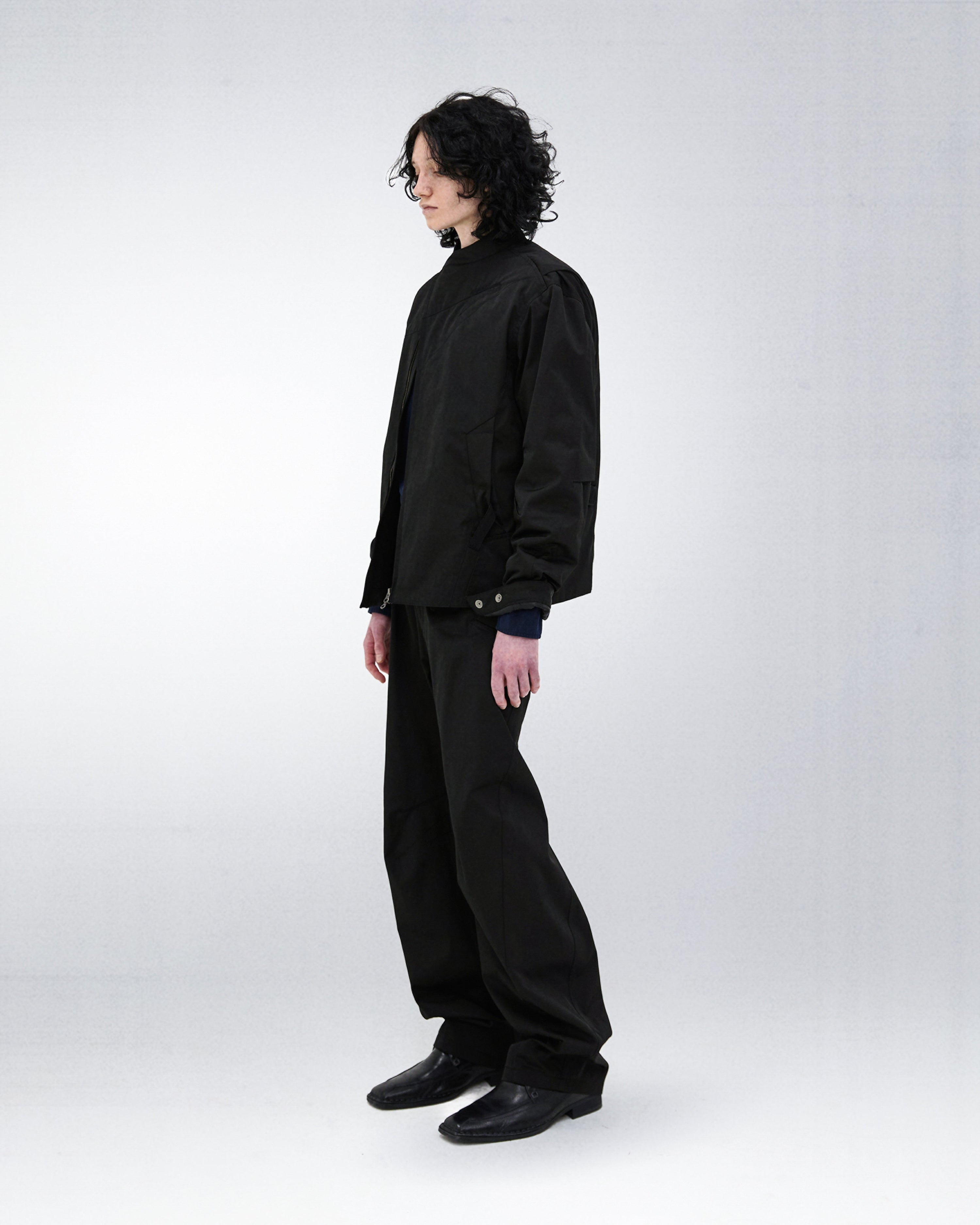 Asymmetric trucker jacket