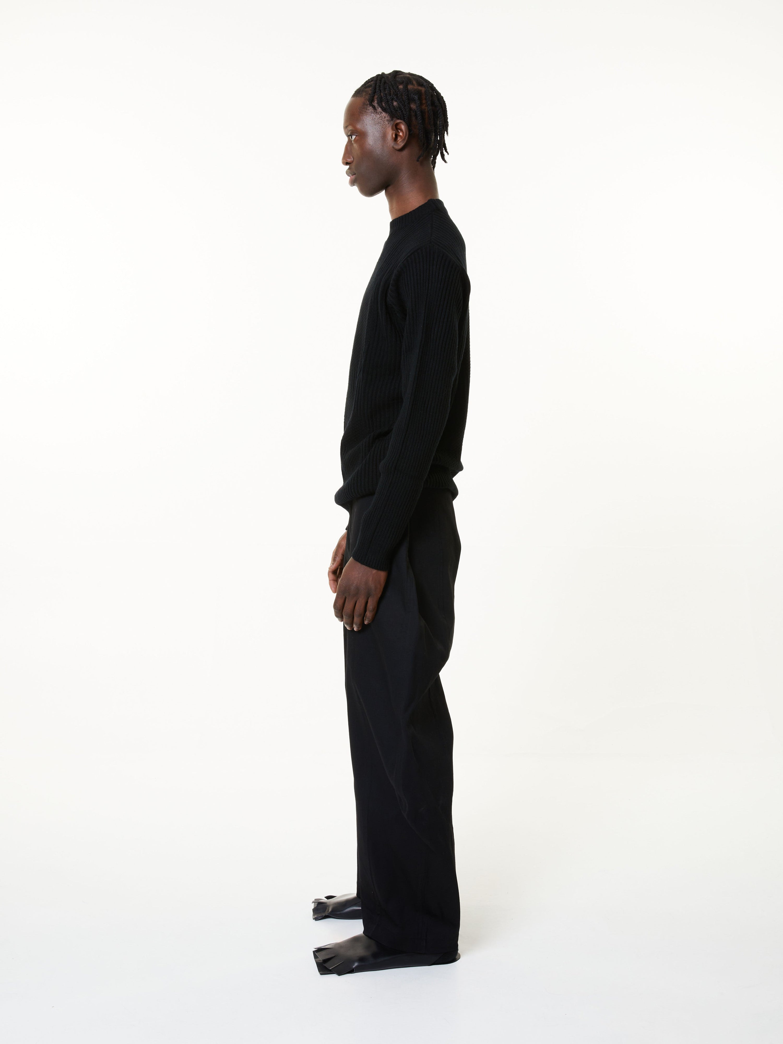 Black wide leg denim | limo fit