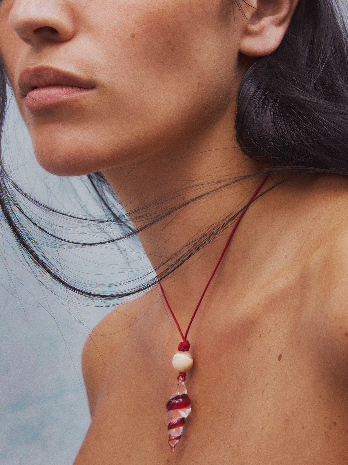 Ochre pugiliana cord pendant