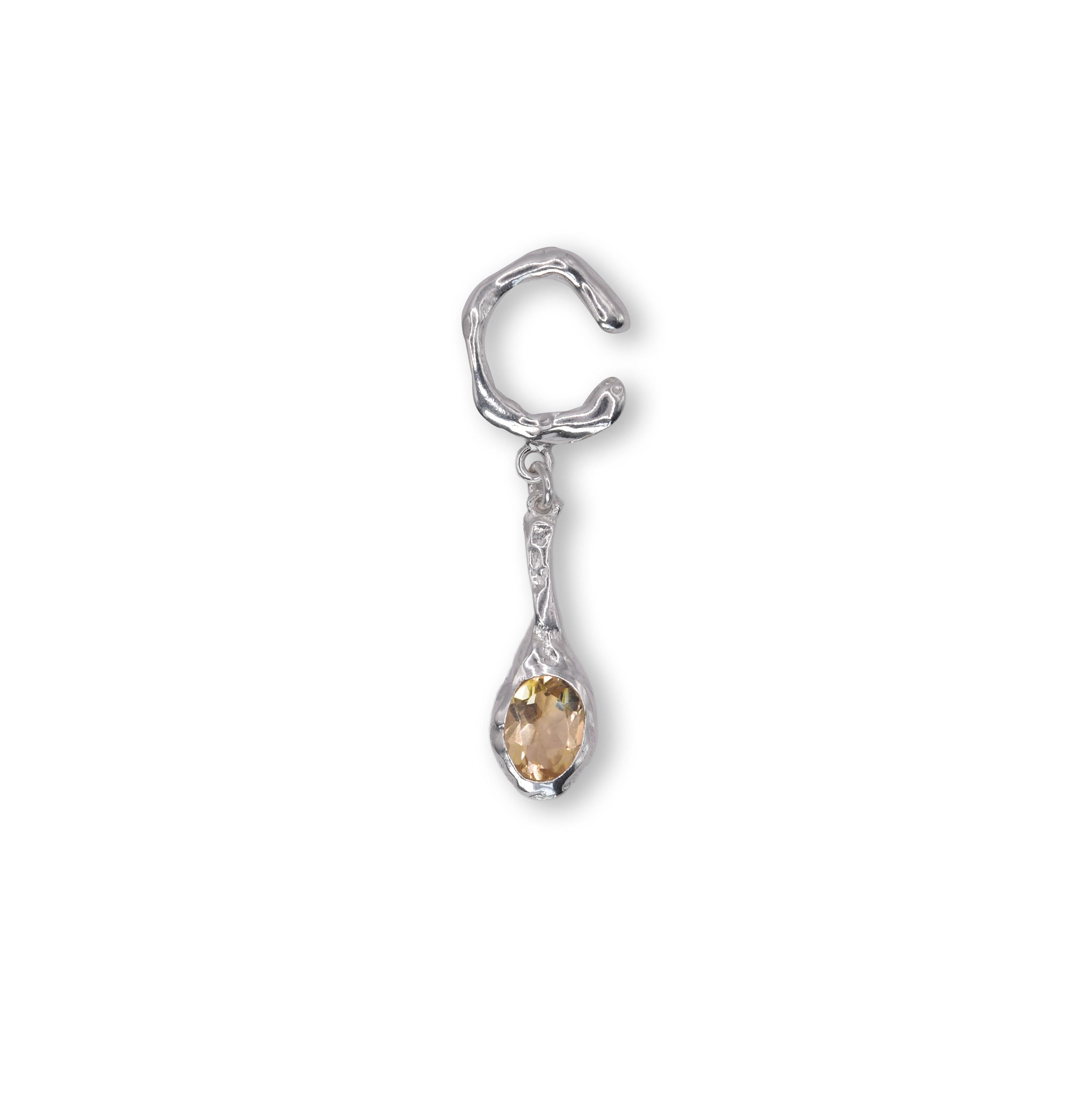Fusion drop ear-cuff citrine