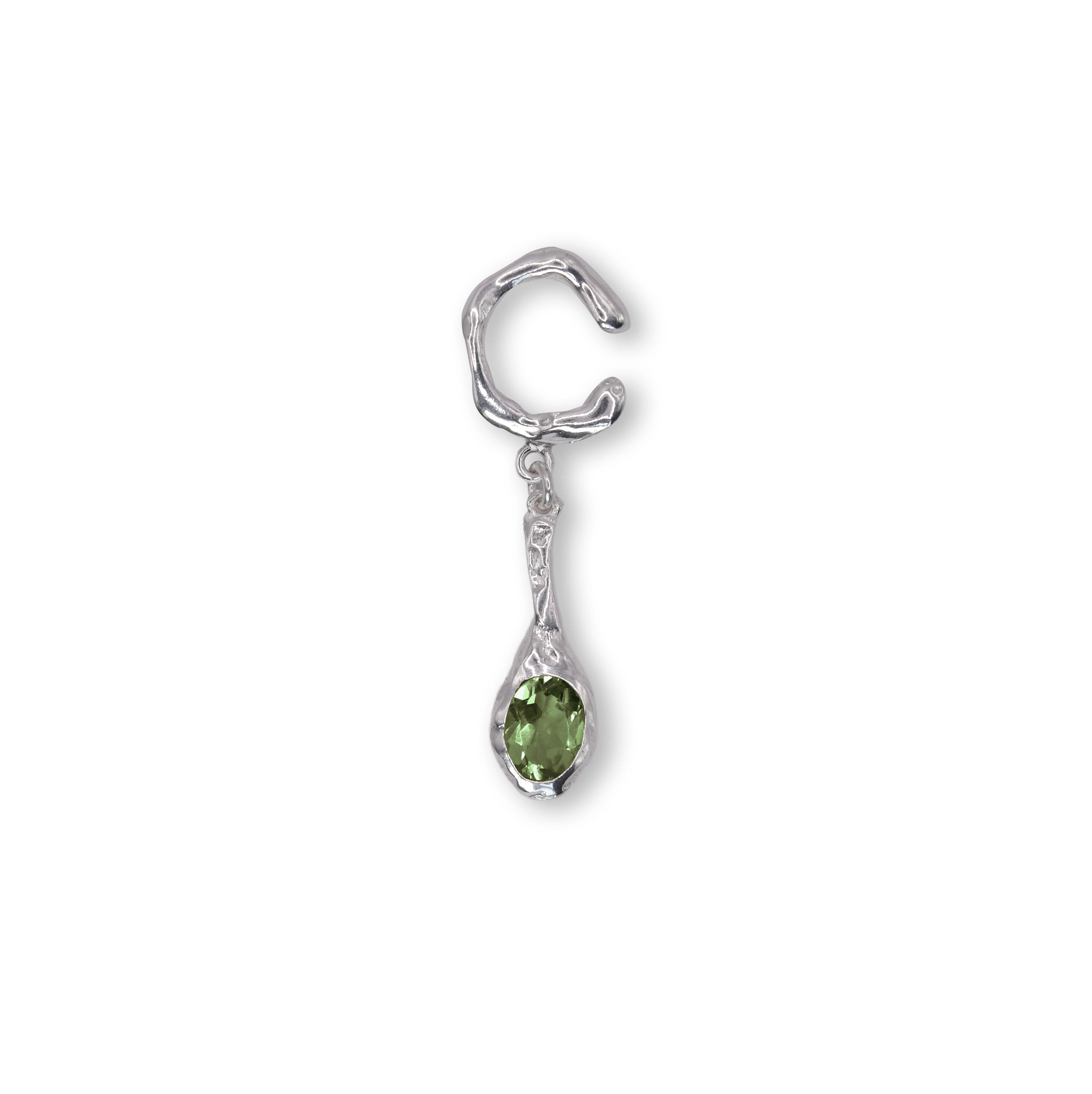 Fusion drop ear-cuff peridot