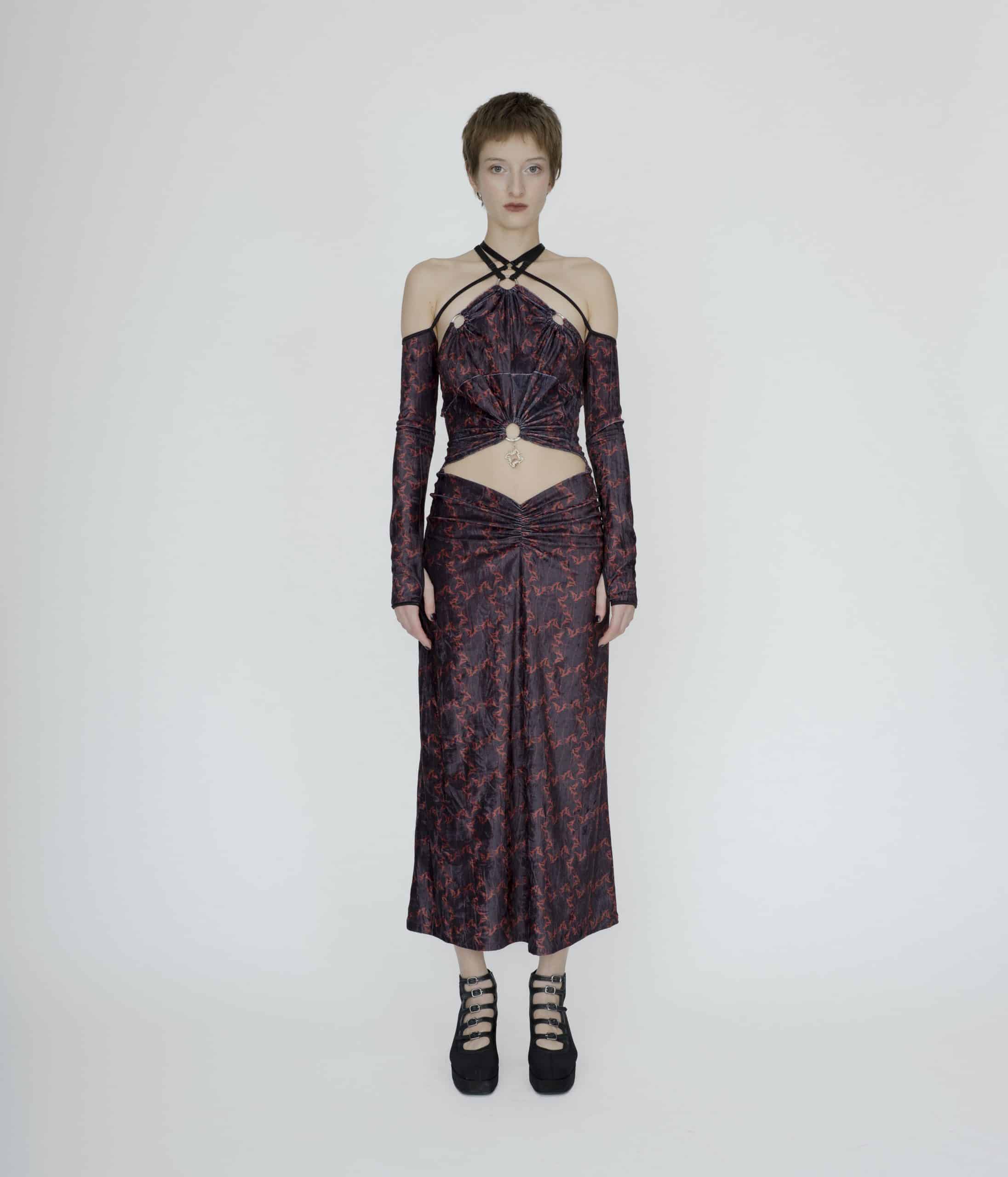 Symbolic deconstructed cut out  dress