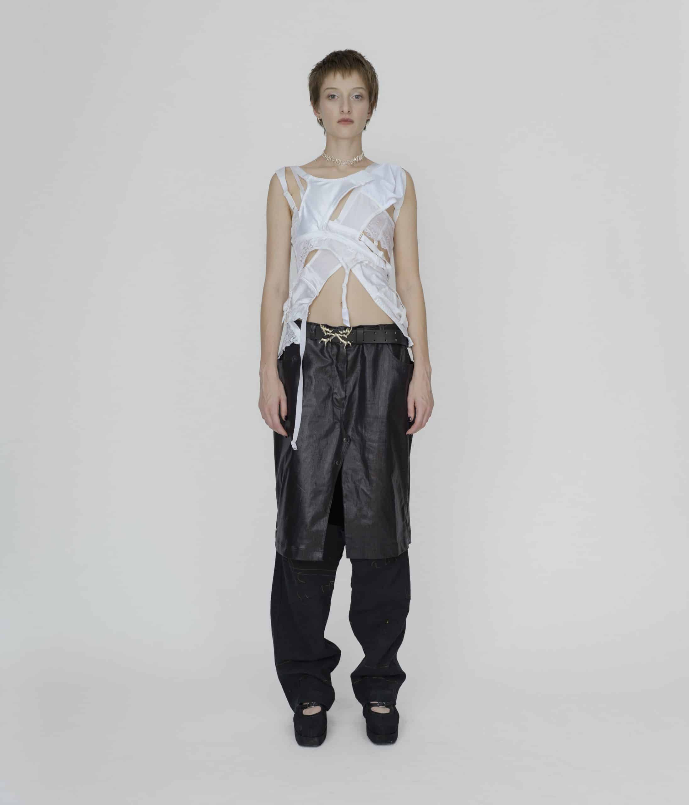 Deconstructed white bra top