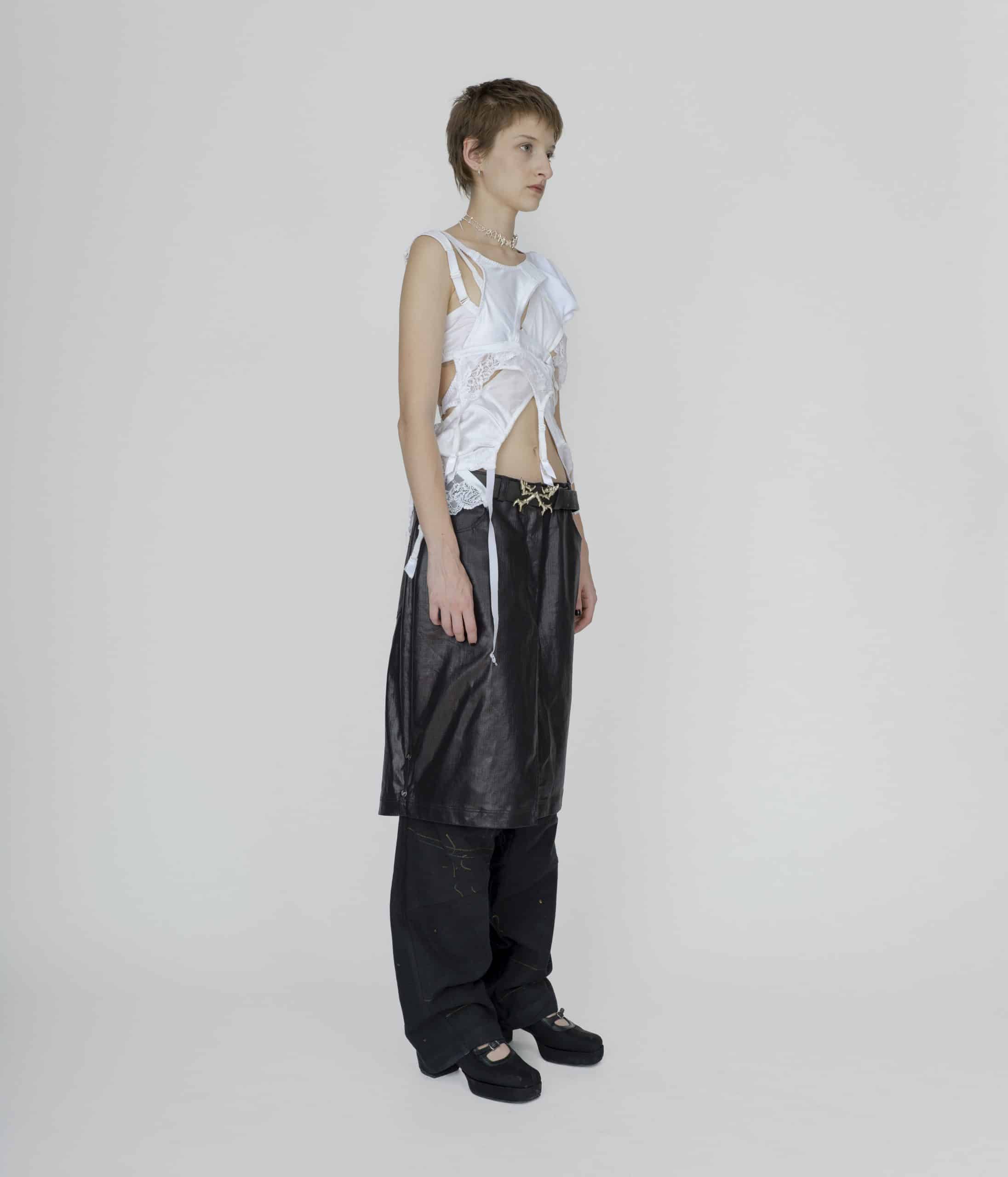 Deconstructed white bra top