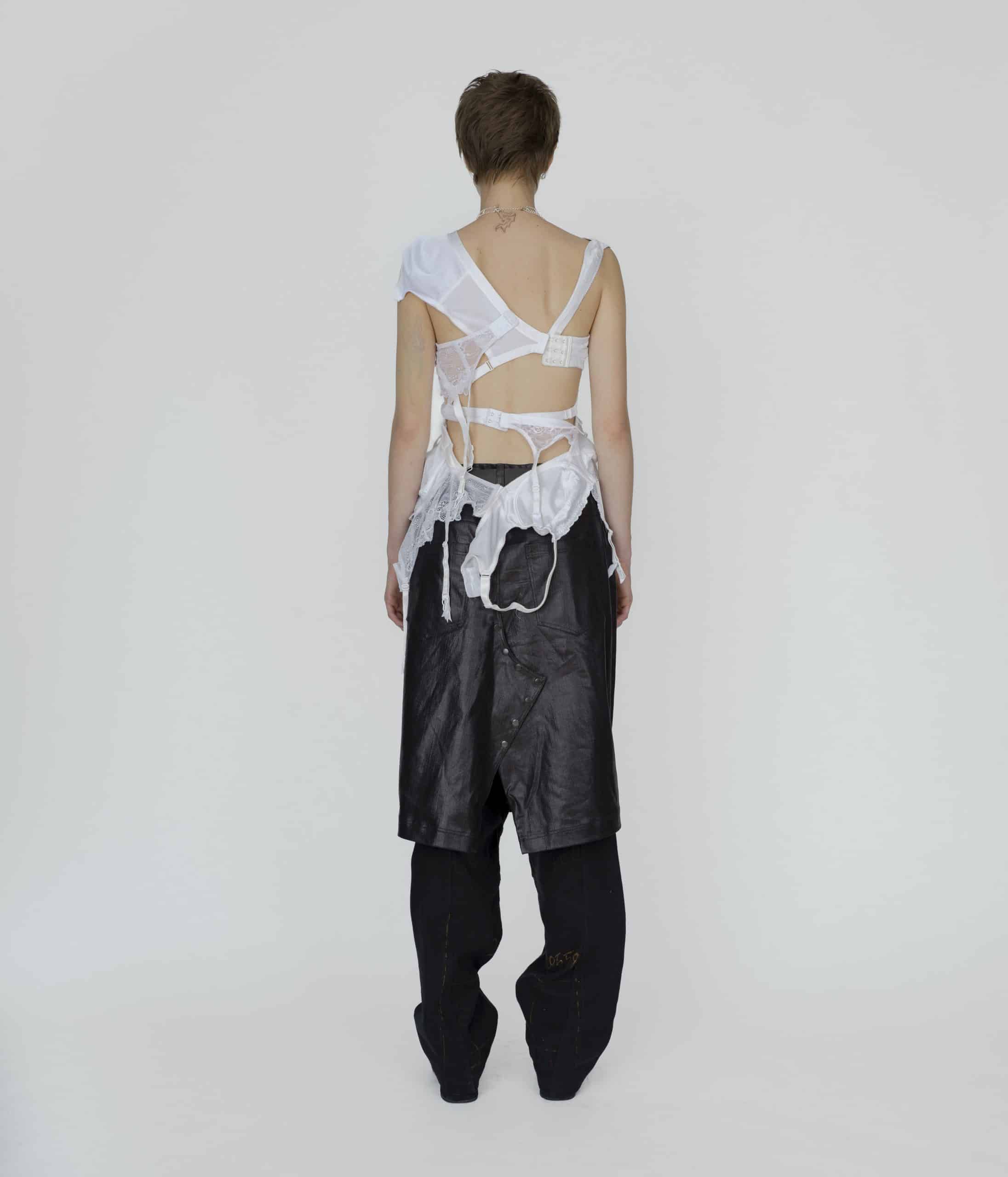 Deconstructed white bra top