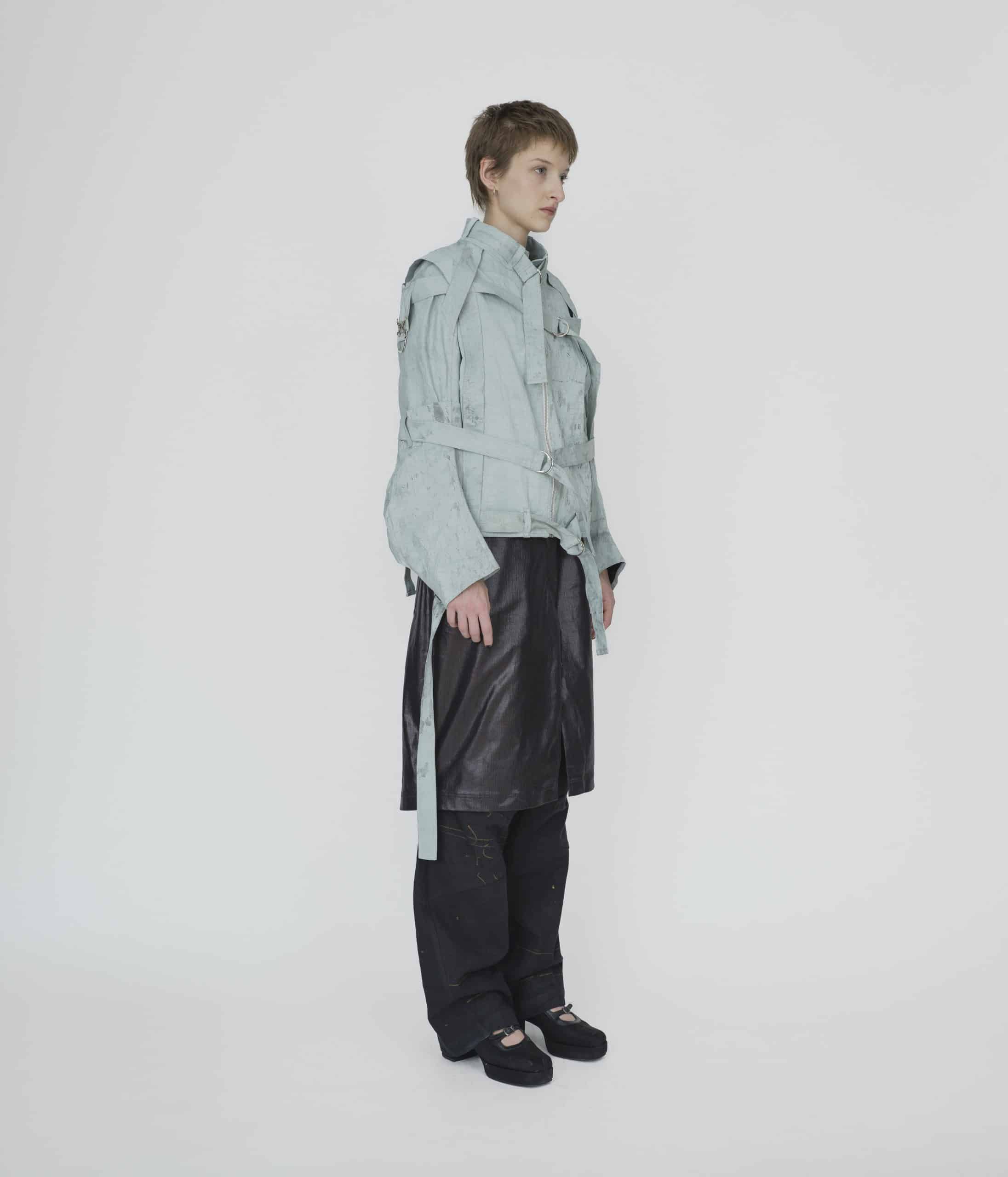 Sky blue tied up jacket