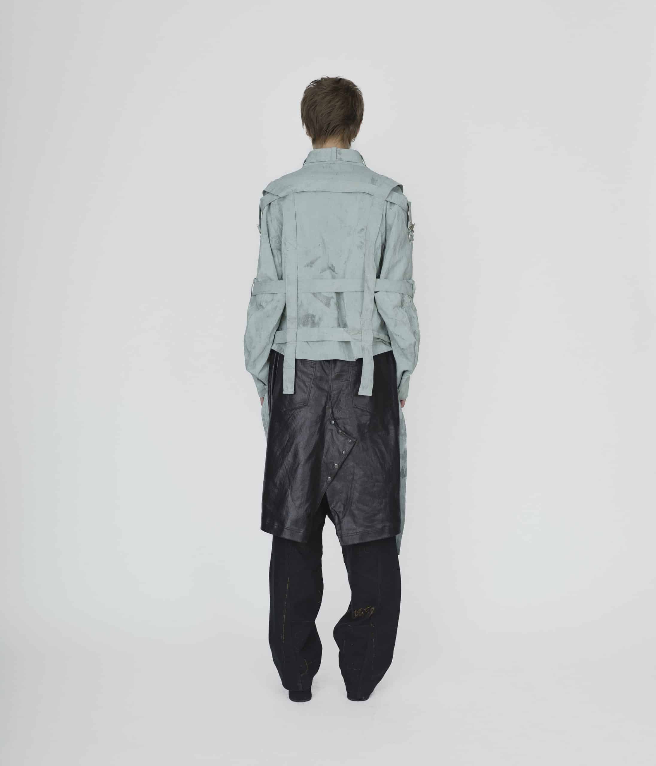 Sky blue tied up jacket