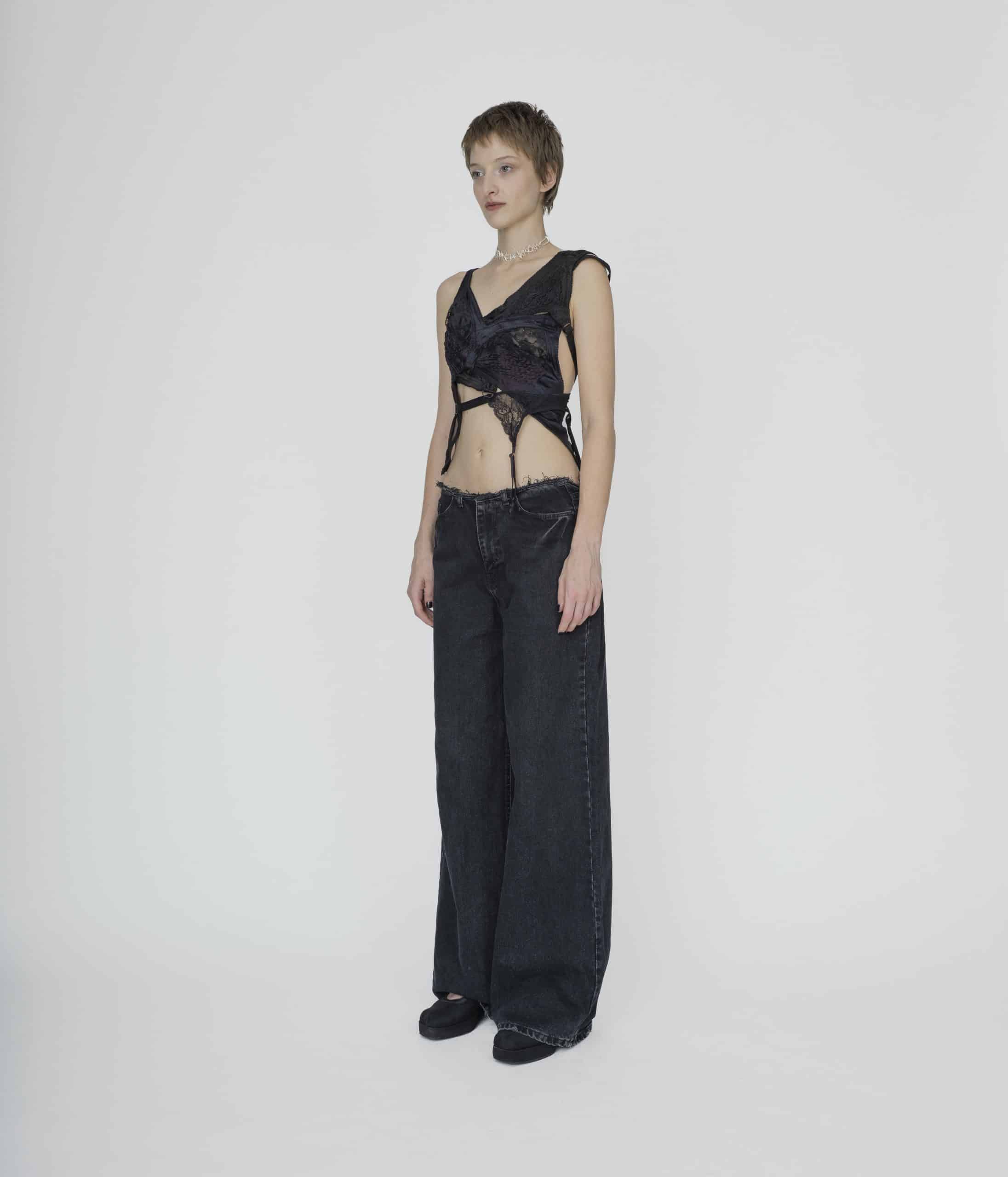 Deconstructed black bra top