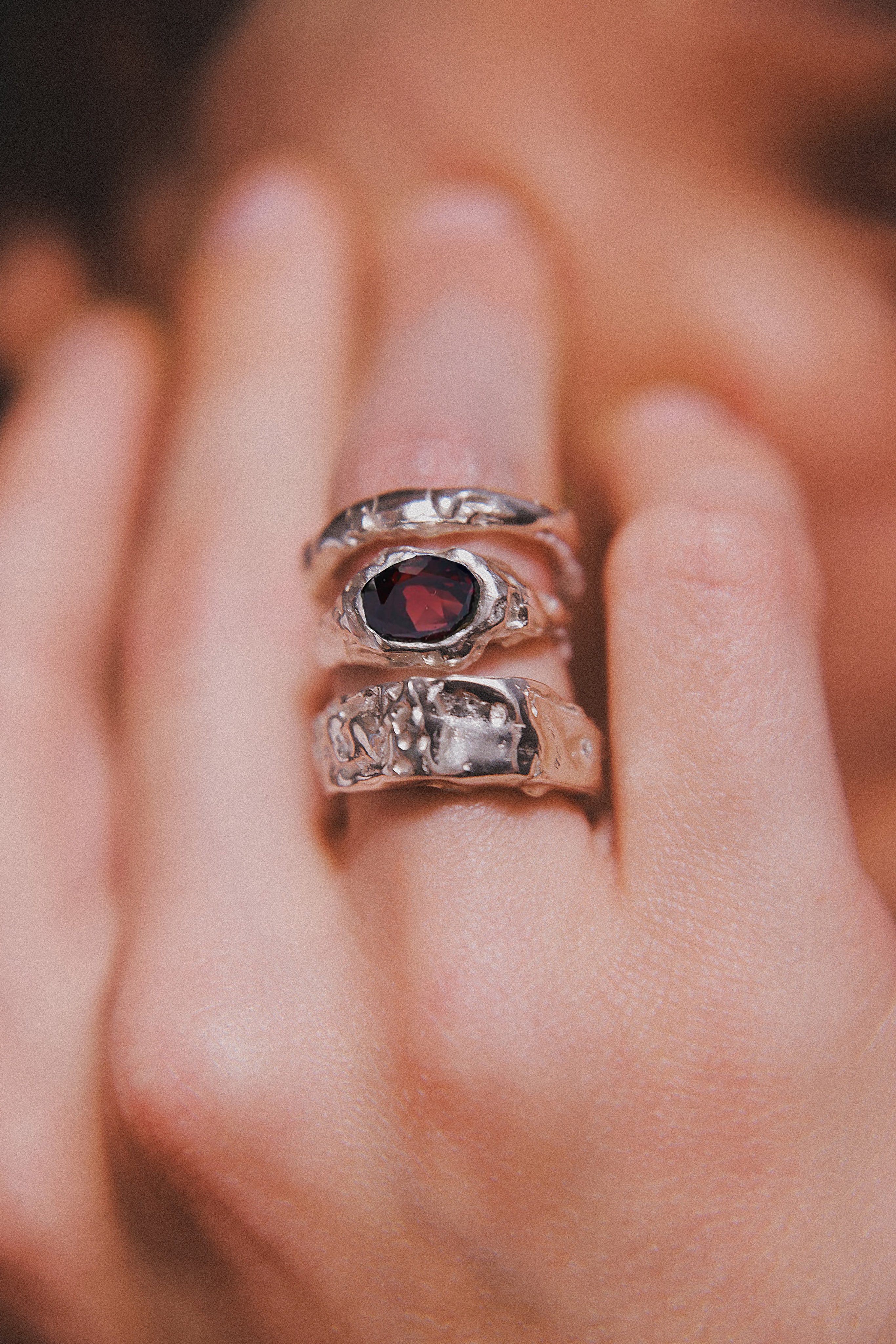 Duo fusion garnet ring