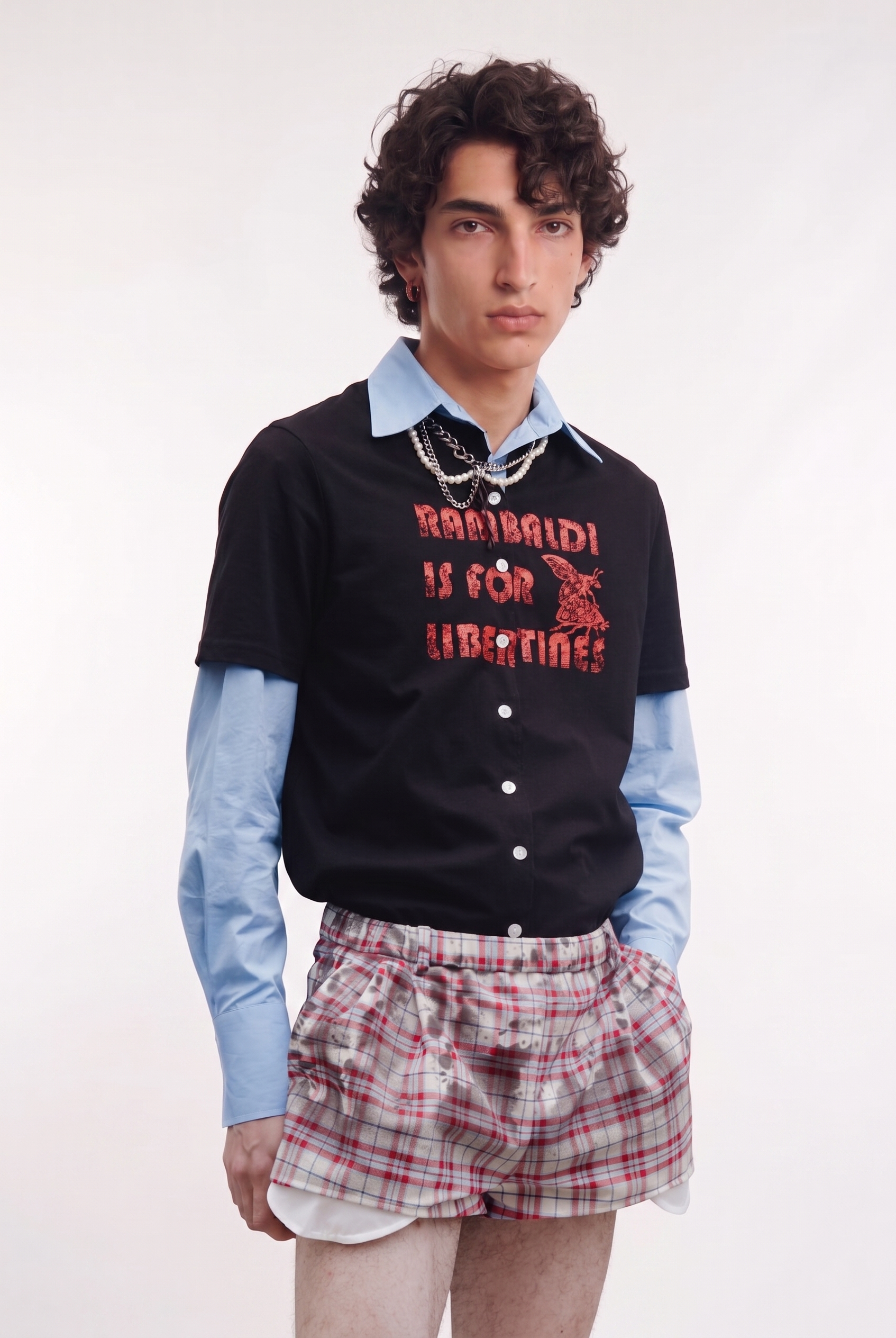 T-shirt con camicia integrata rambaldi is for libertines