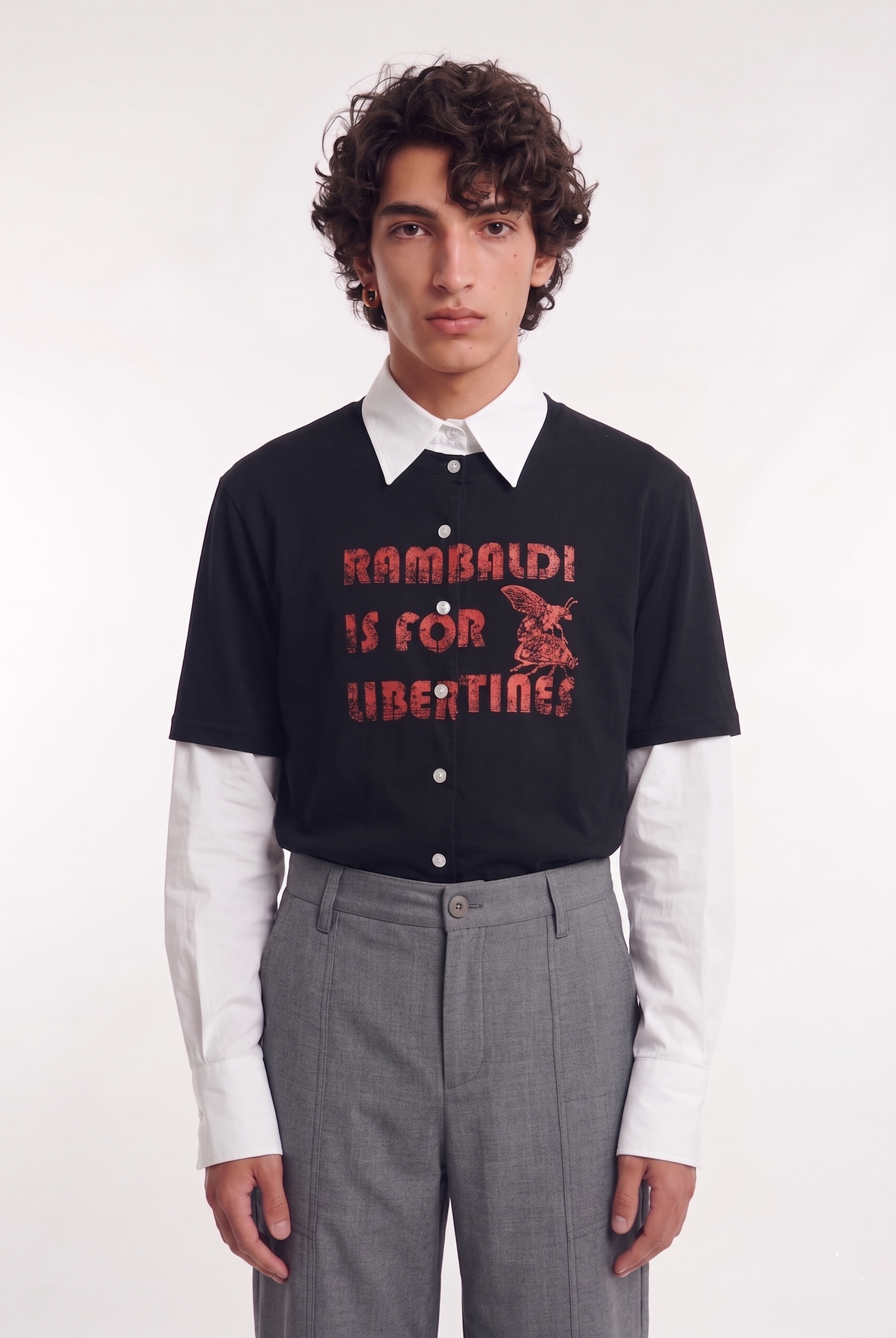 T-shirt con camicia integrata rambaldi is for libertines
