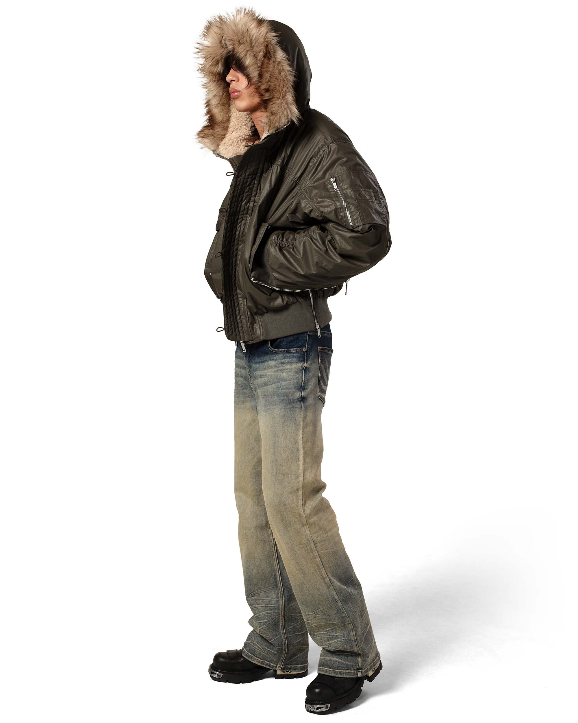 Green waxed aviator bomber