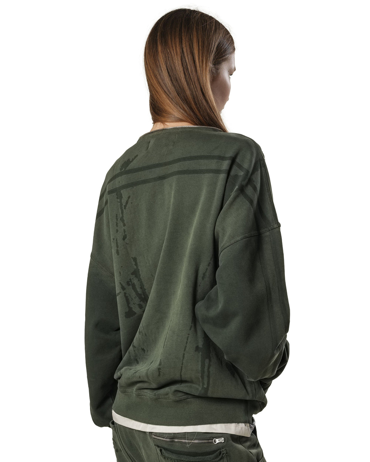 Green faded track hoodie