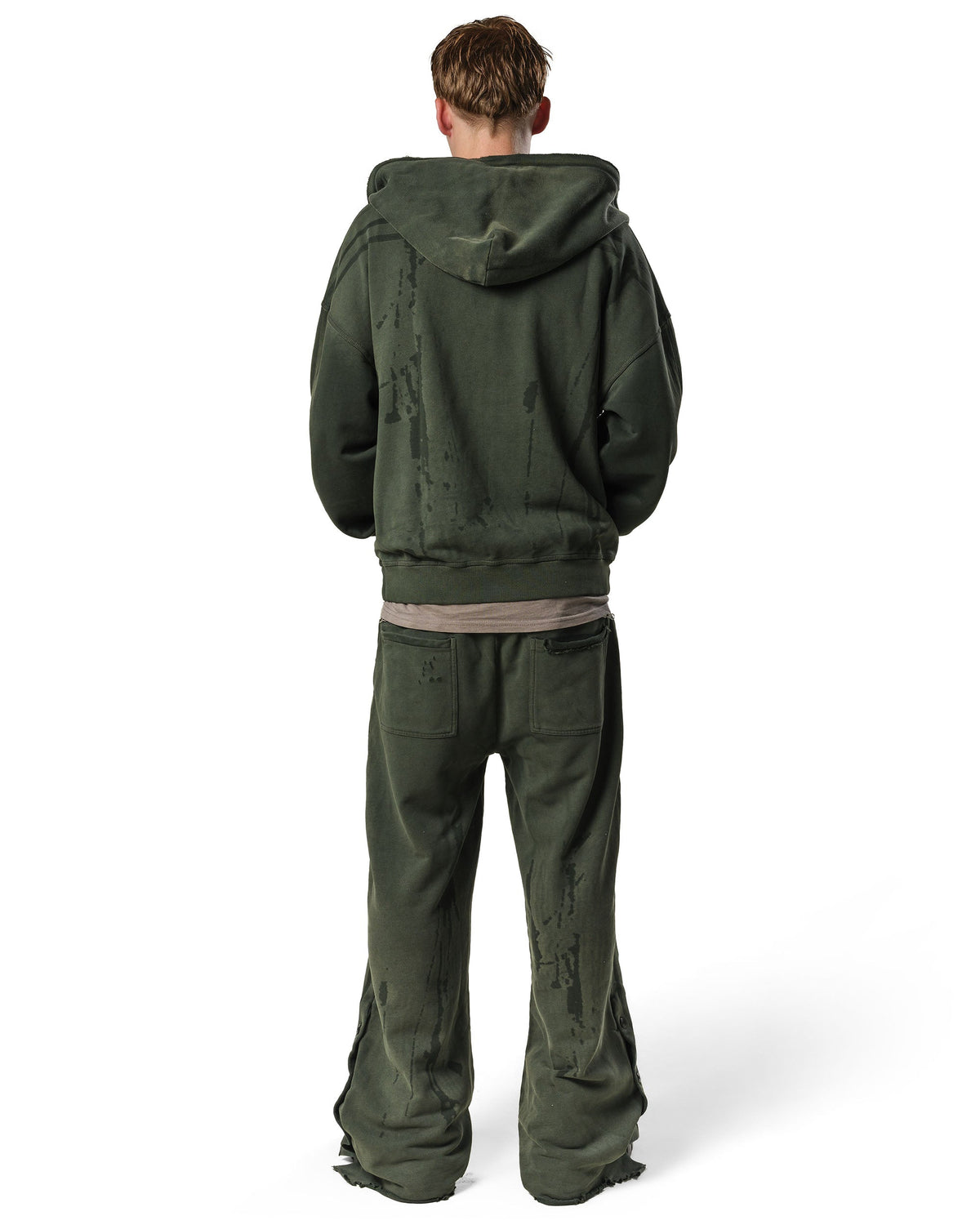Green faded track hoodie