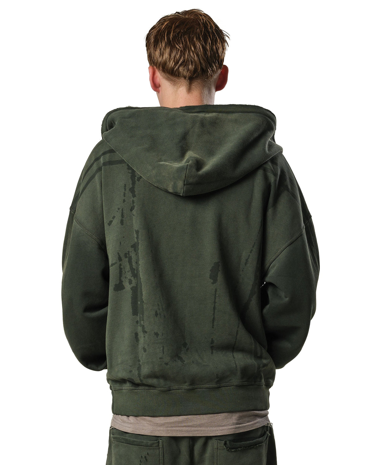 Green faded track hoodie