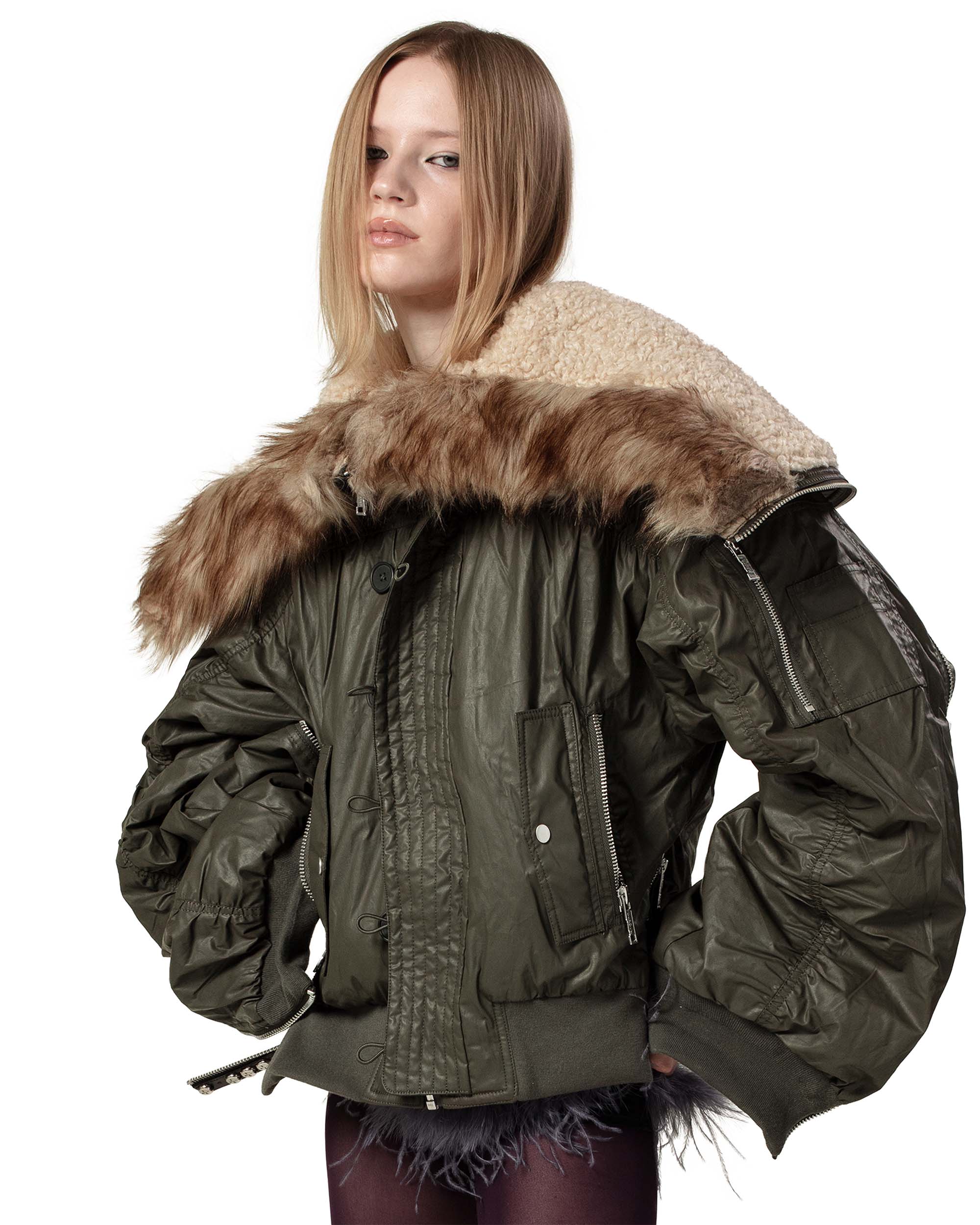 Green waxed aviator bomber