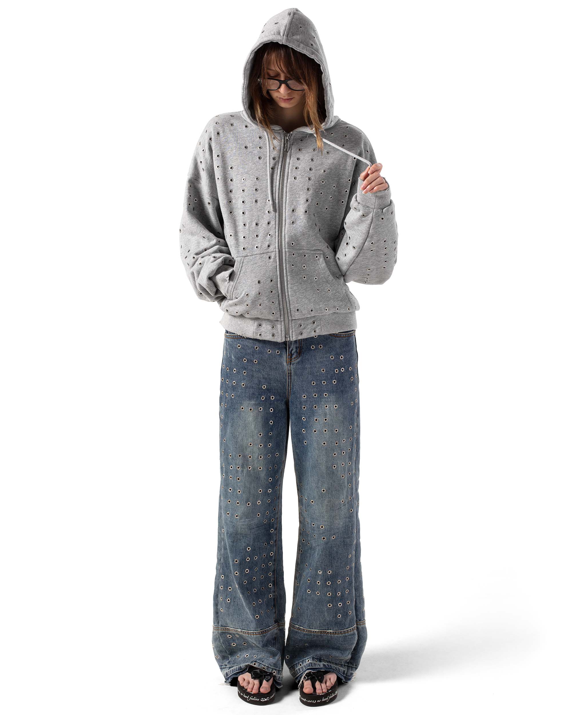 Blue eyelet denim