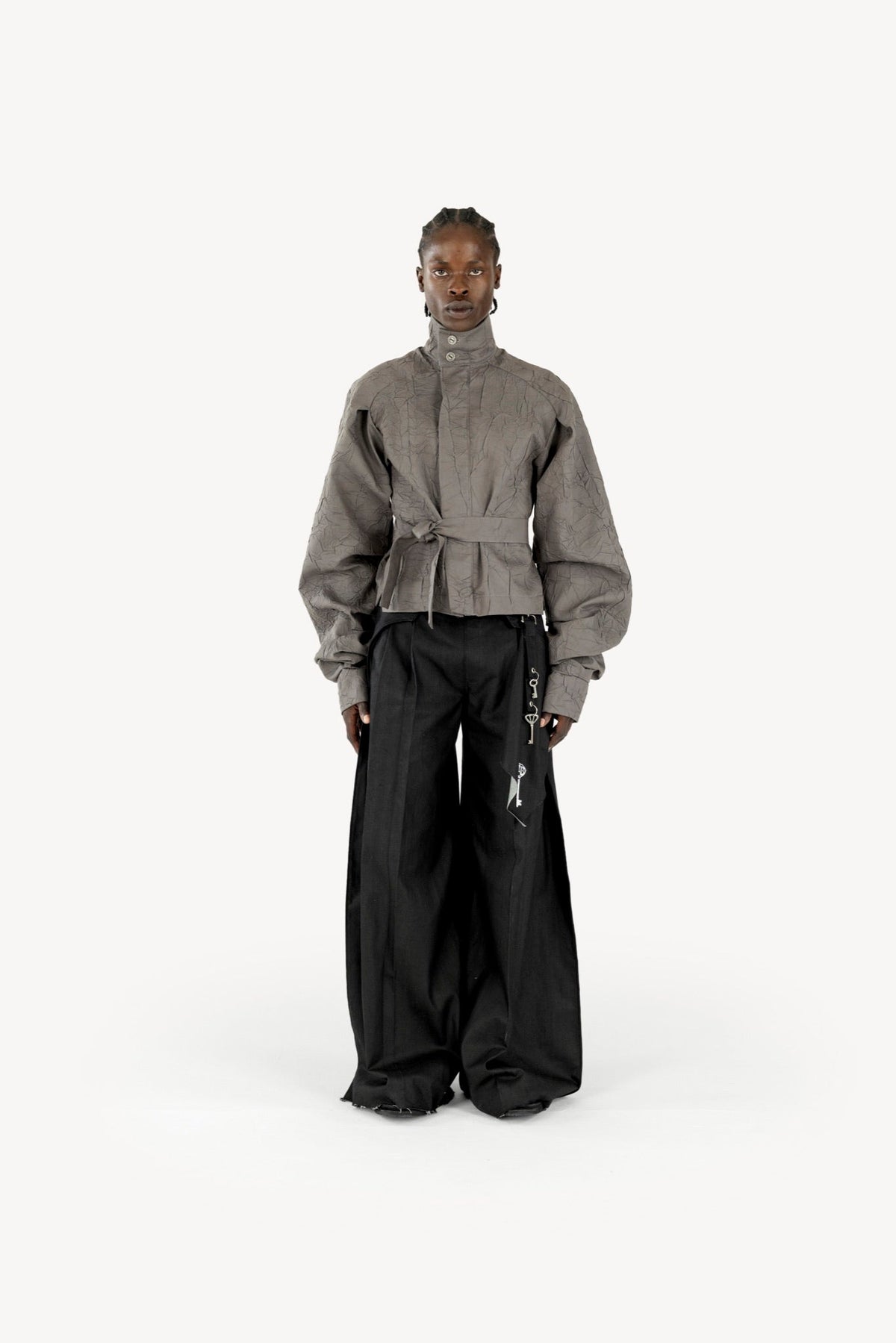 Wrinkled track jacket grey
