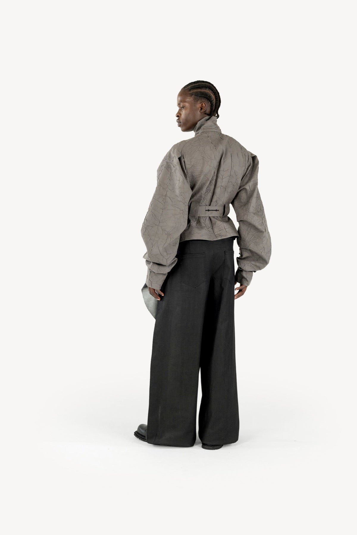 Wrinkled track jacket grey