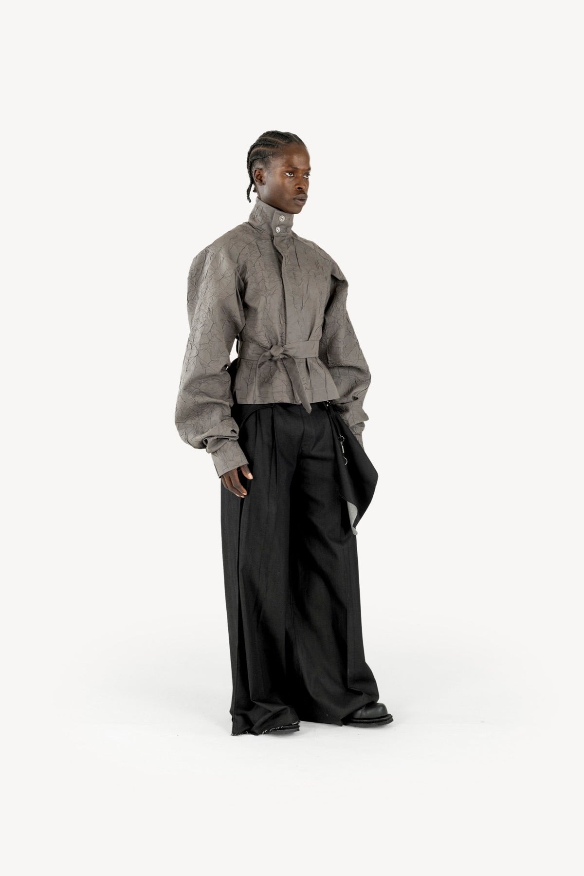 Wrinkled track jacket grey