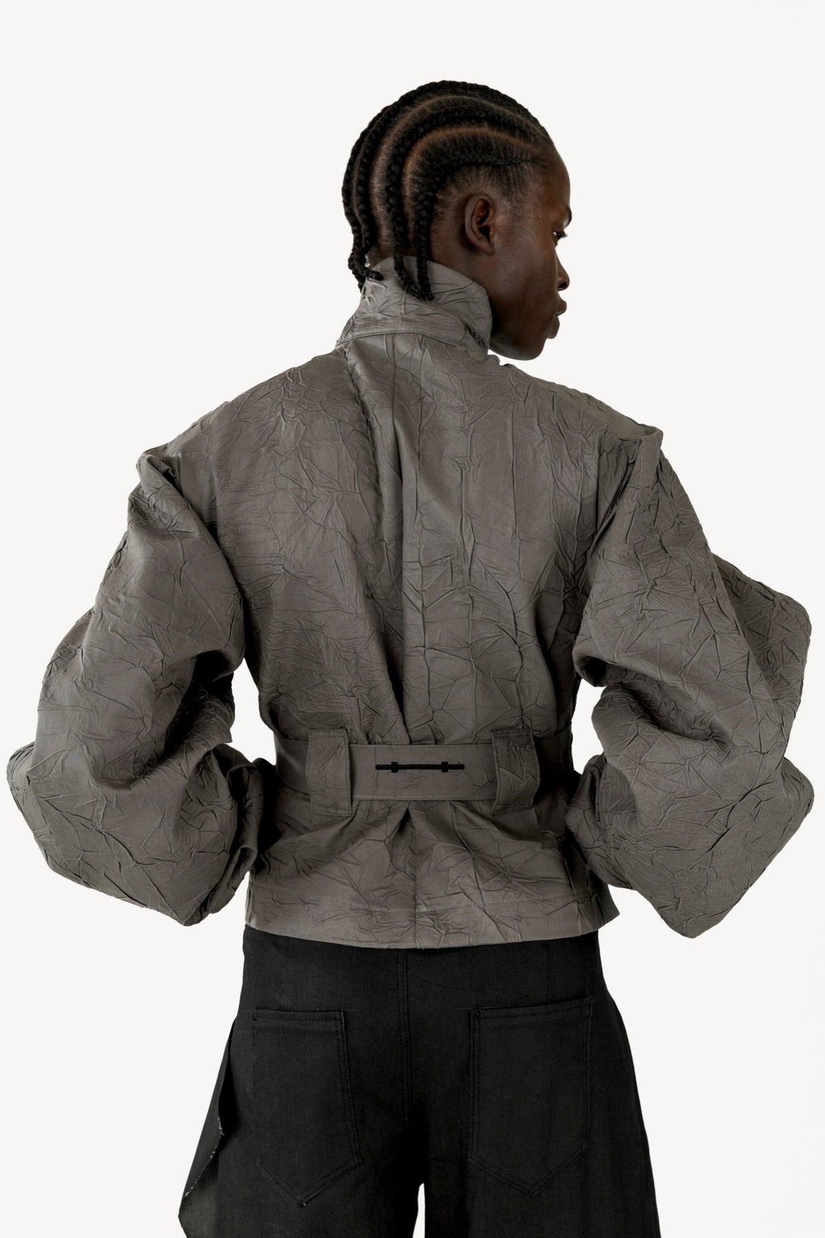 Wrinkled track jacket grey