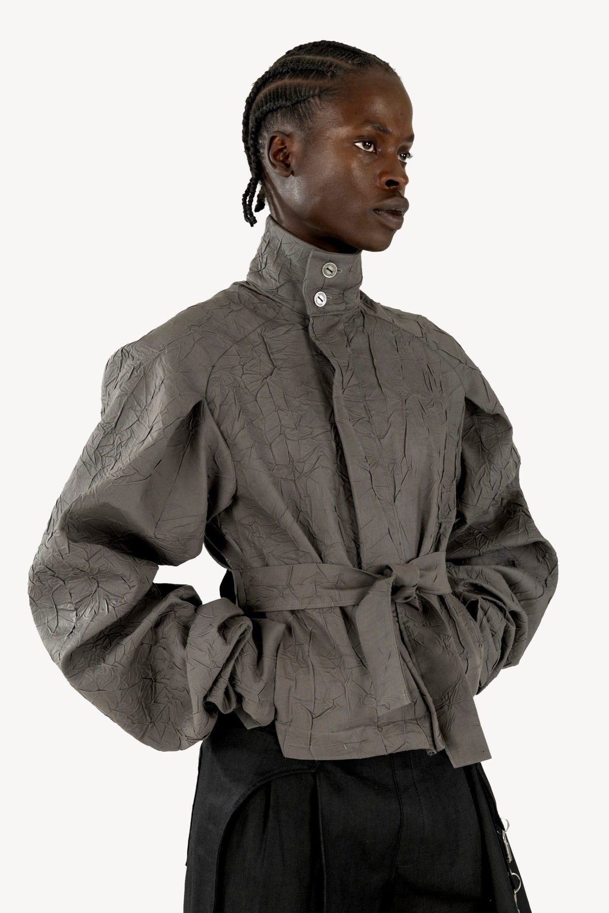 Wrinkled track jacket grey