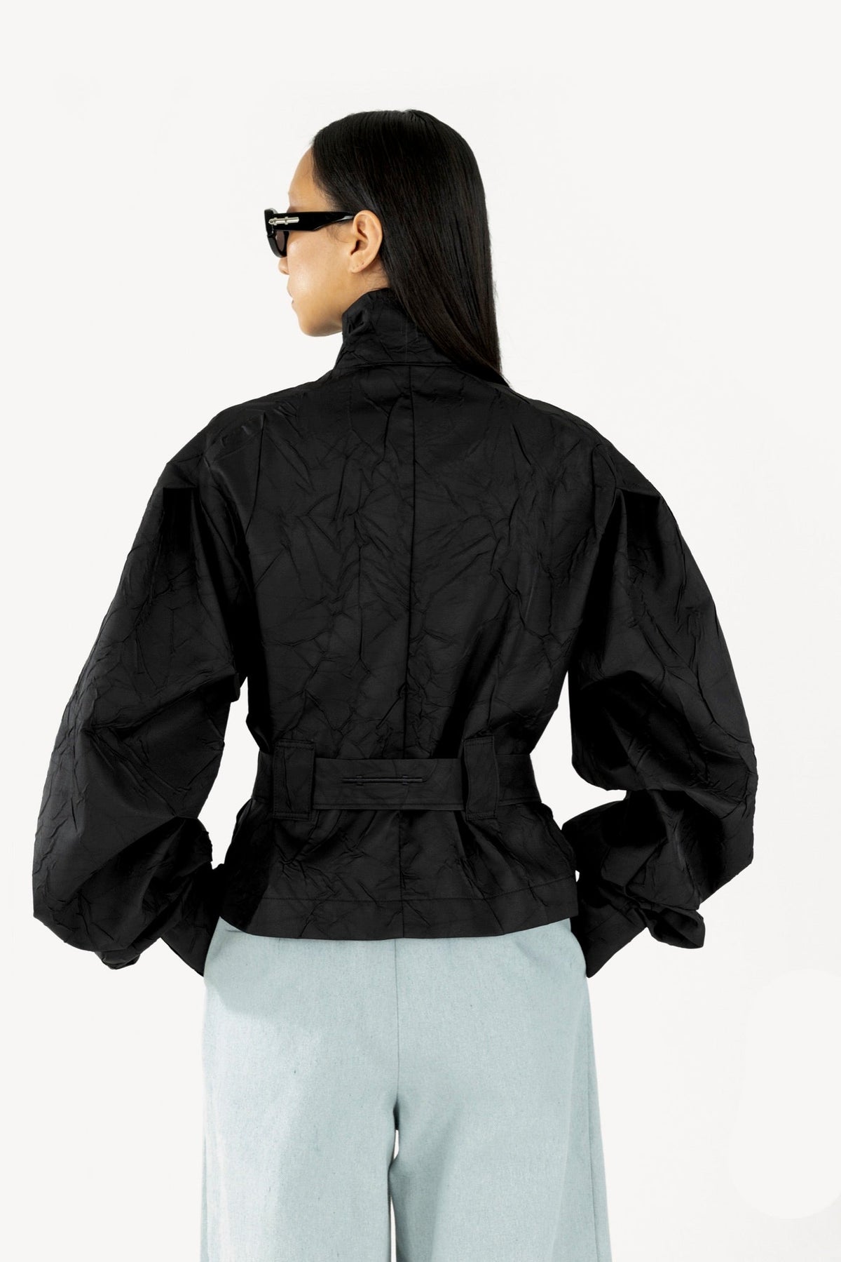 Wrinkled track jacket black