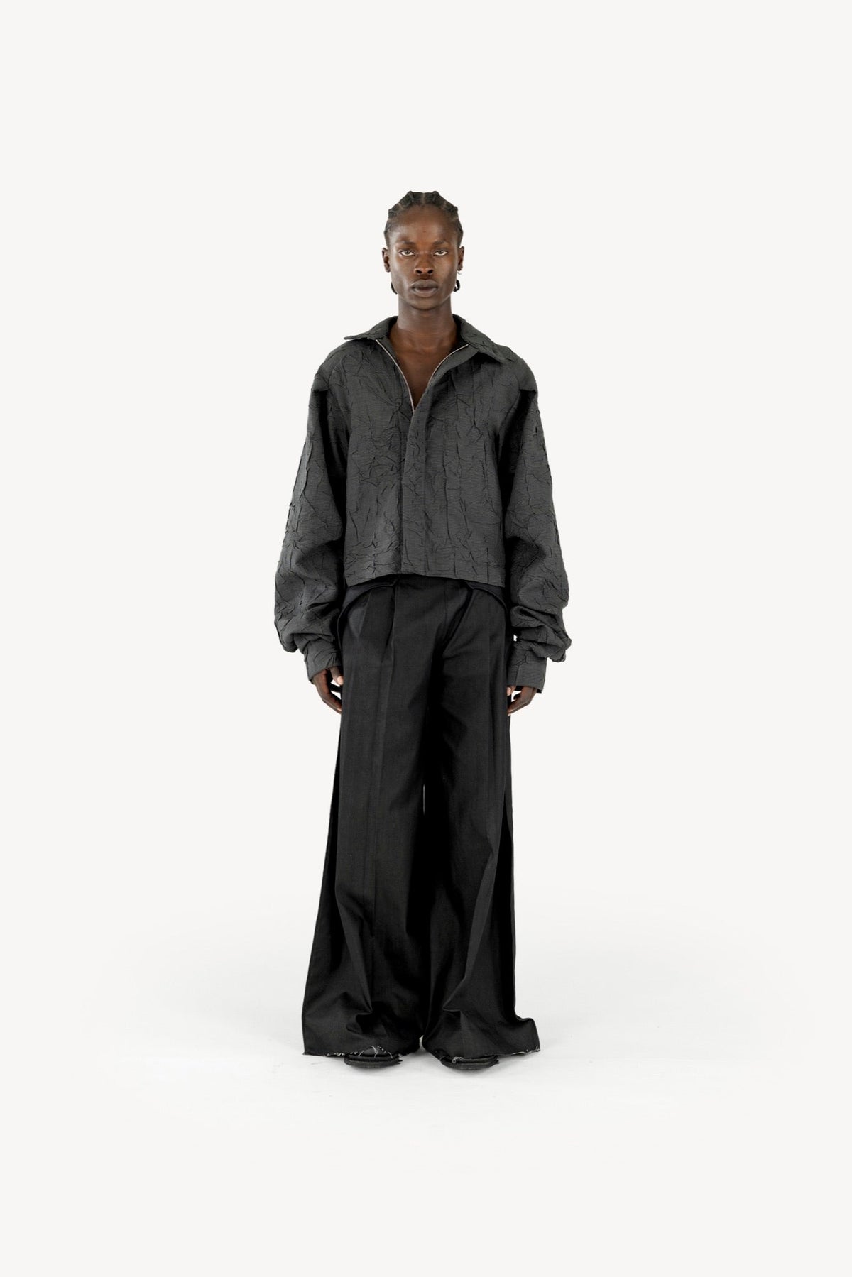 Wrinkled track jacket chequered