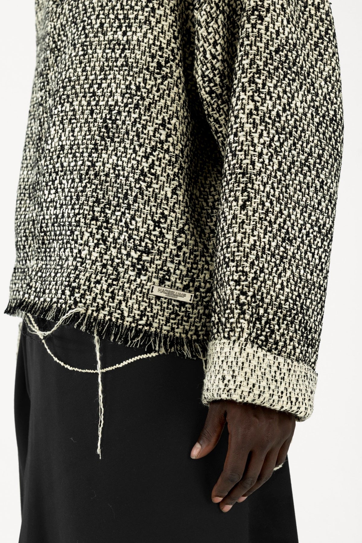 Quarter-zip sweater tweed cream/black