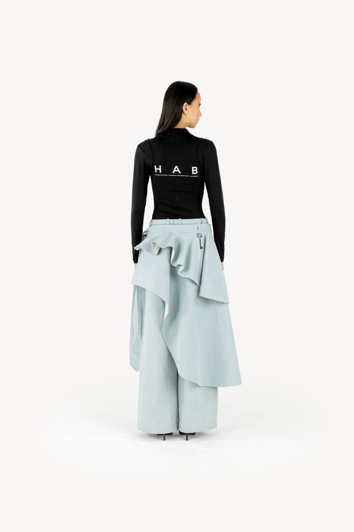 Layered wrap-skirt light blue