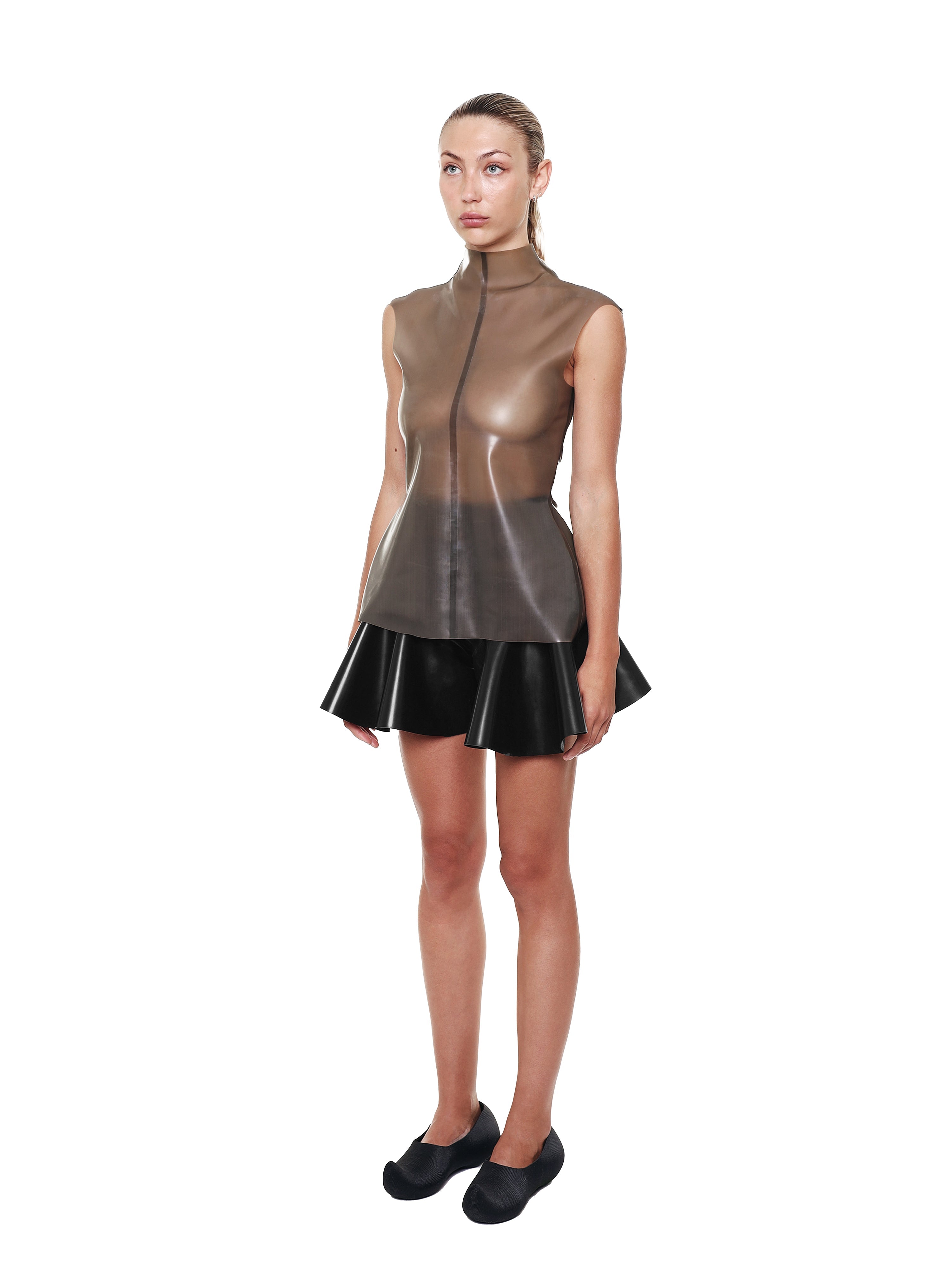 Black high waist flared shorts